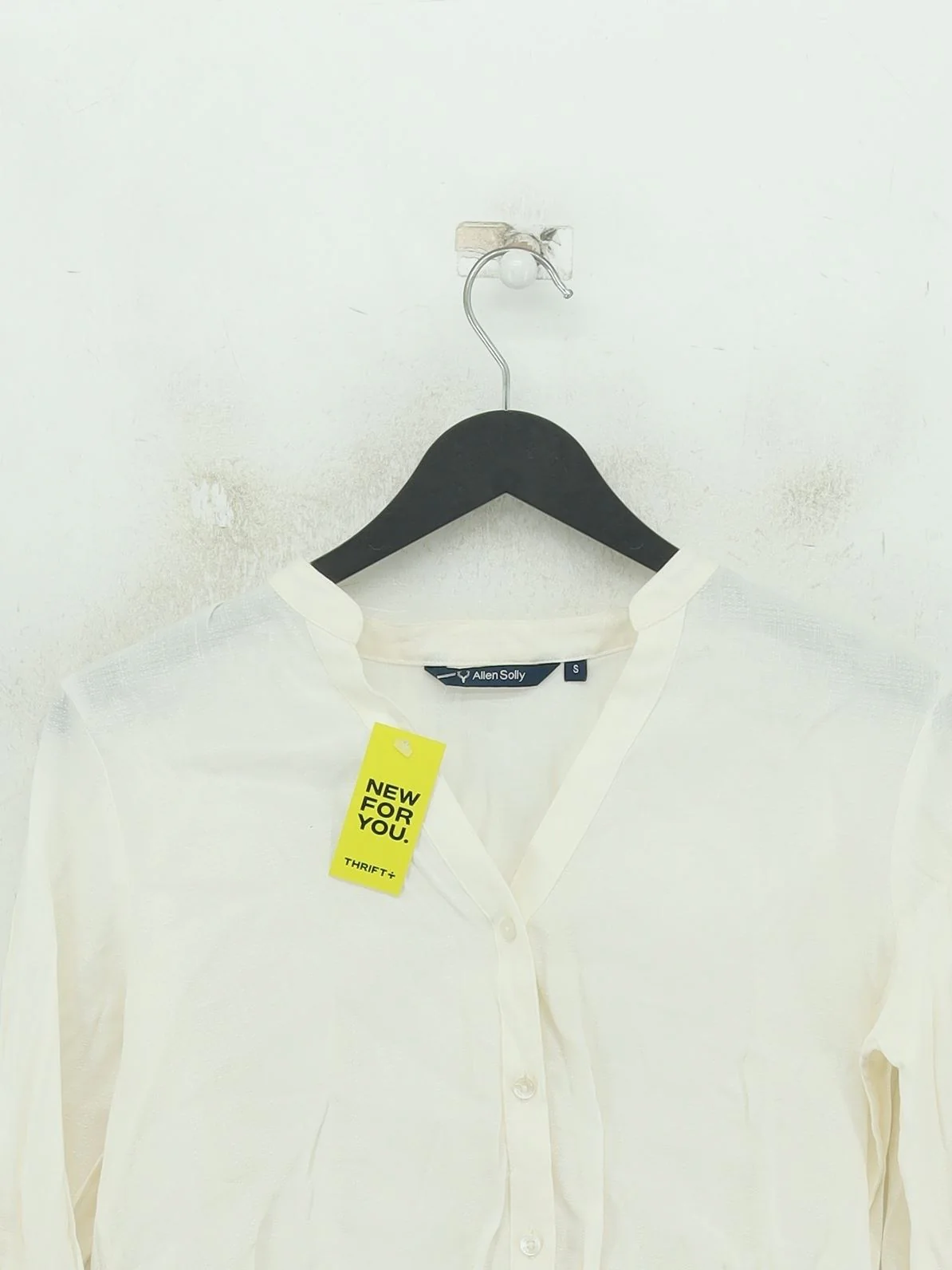 Allen Solly Women's Top S White Linen with Viscose Long Sleeve V-Neck Basic - Image 3