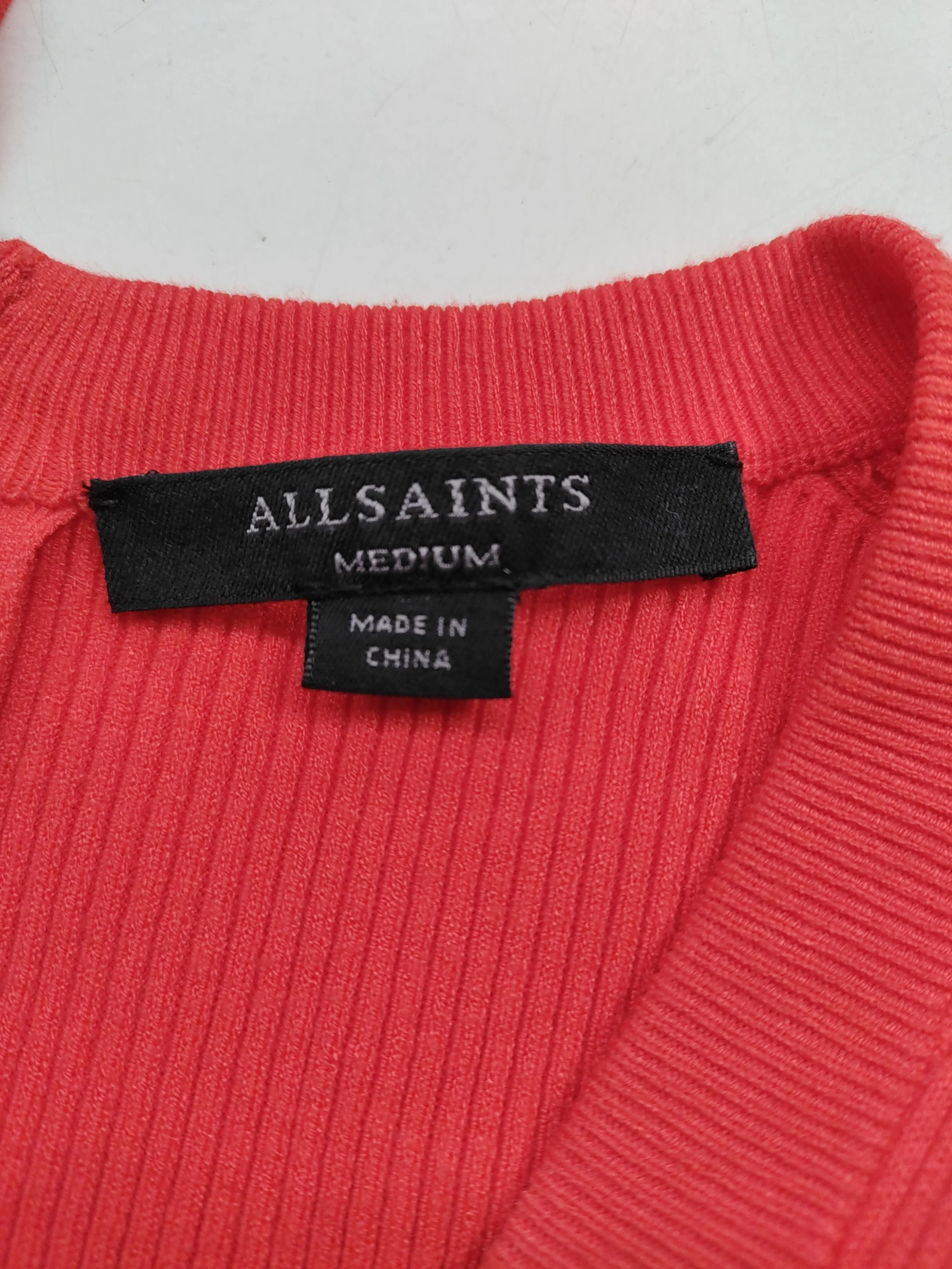 AllSaints Bodycon Midi Dress M in Red - Image 6