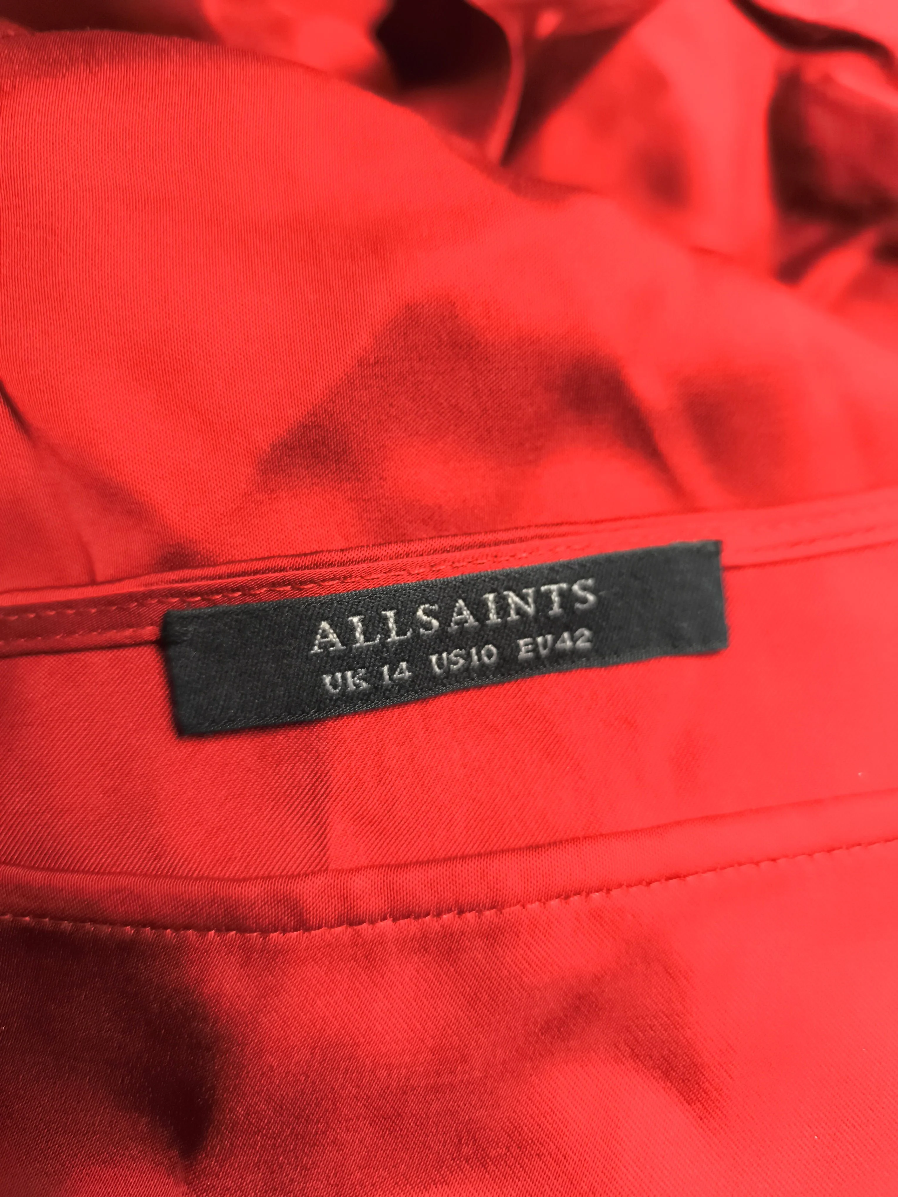AllSaints Bodycon Midi Dress UK14 in Red - Image 5