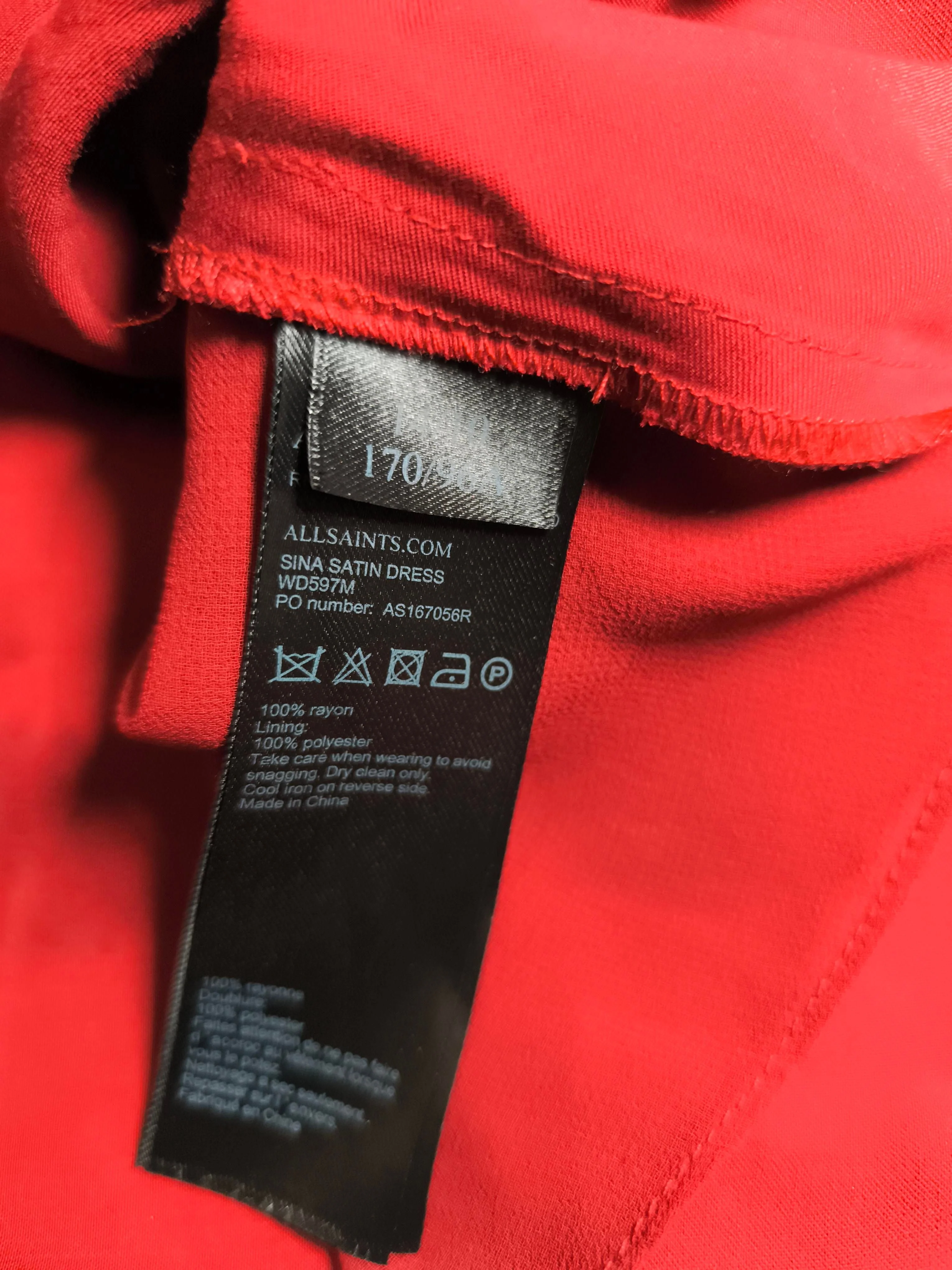 AllSaints Bodycon Midi Dress UK14 in Red - Image 6