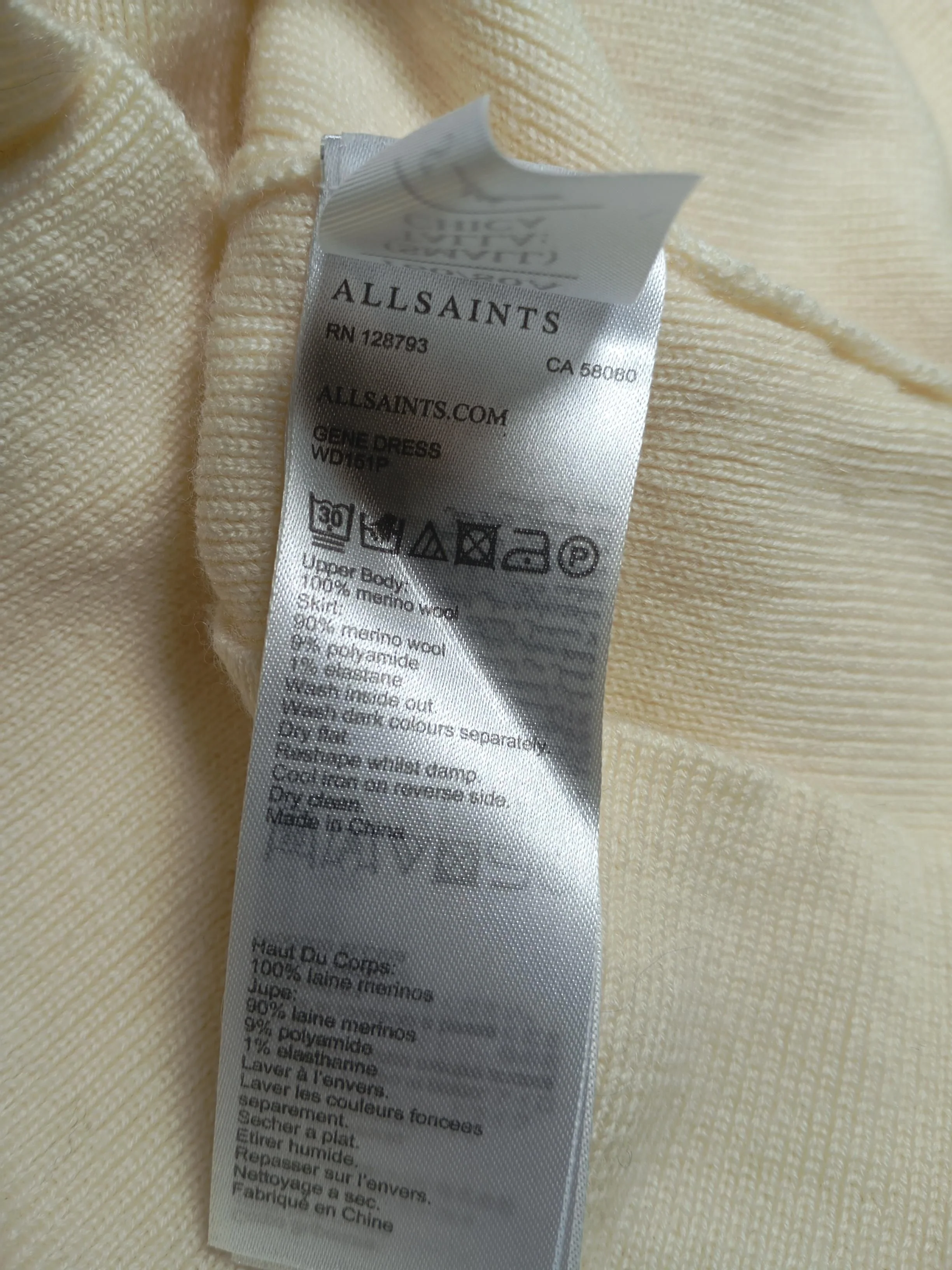 AllSaints Jumper Midi Dress S in Cream - Image 6