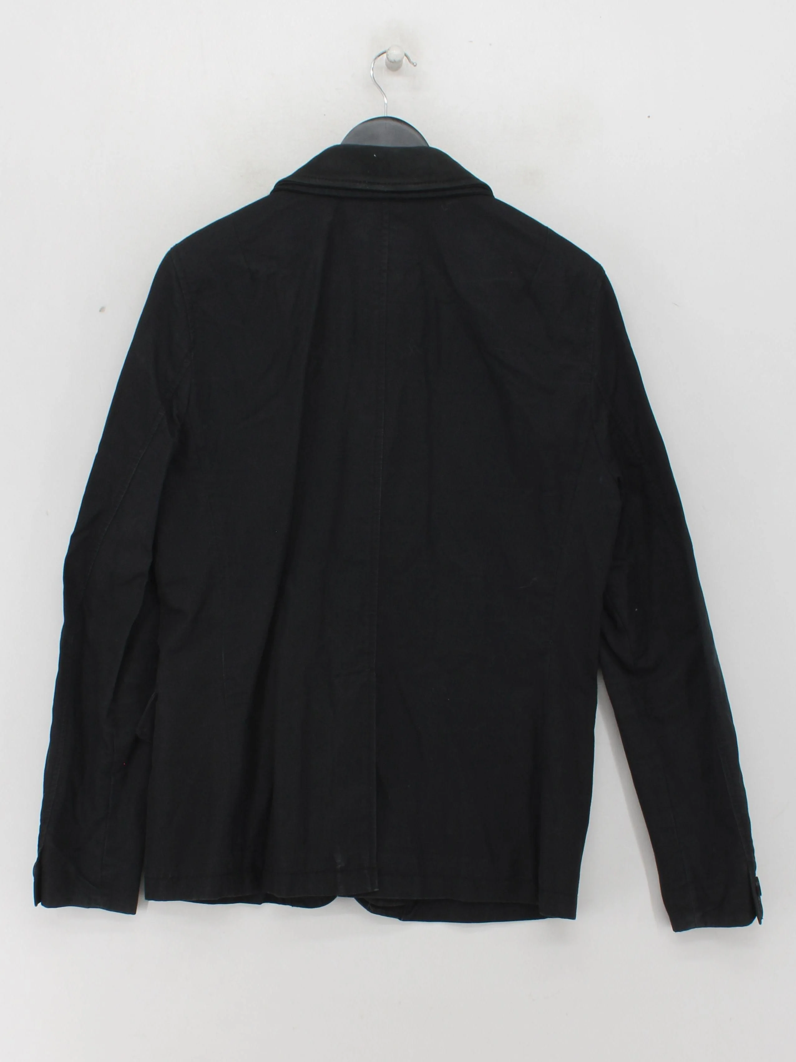 AllSaints Men's Blazer Chest: 36 in Black Cotton with Linen, Leather Overcoat - Image 2
