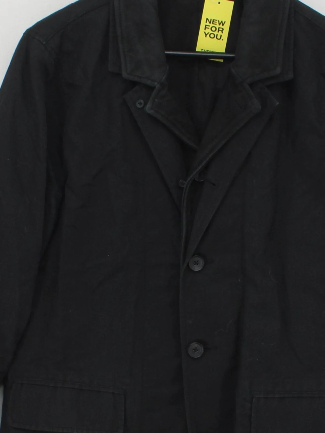 AllSaints Men's Blazer Chest: 36 in Black Cotton with Linen, Leather Overcoat - Image 3
