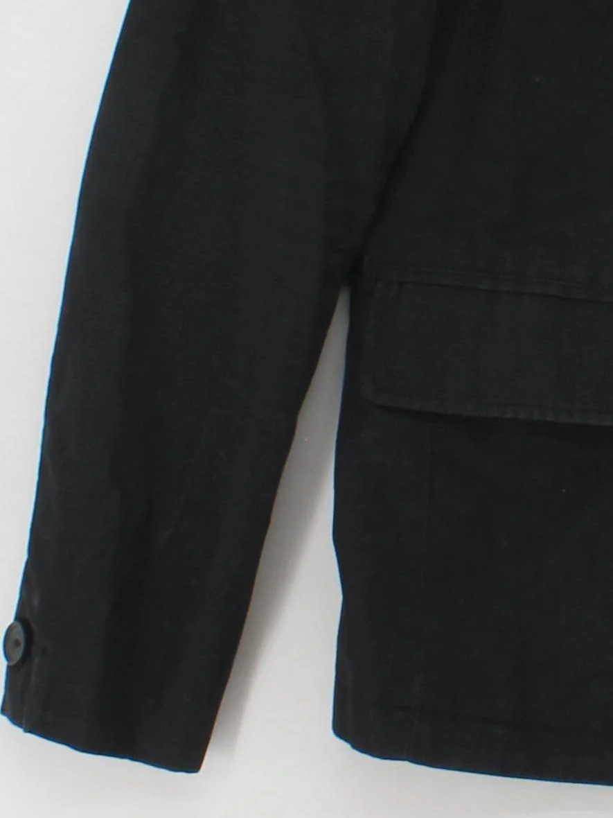 AllSaints Men's Blazer Chest: 36 in Black Cotton with Linen, Leather Overcoat - Image 4