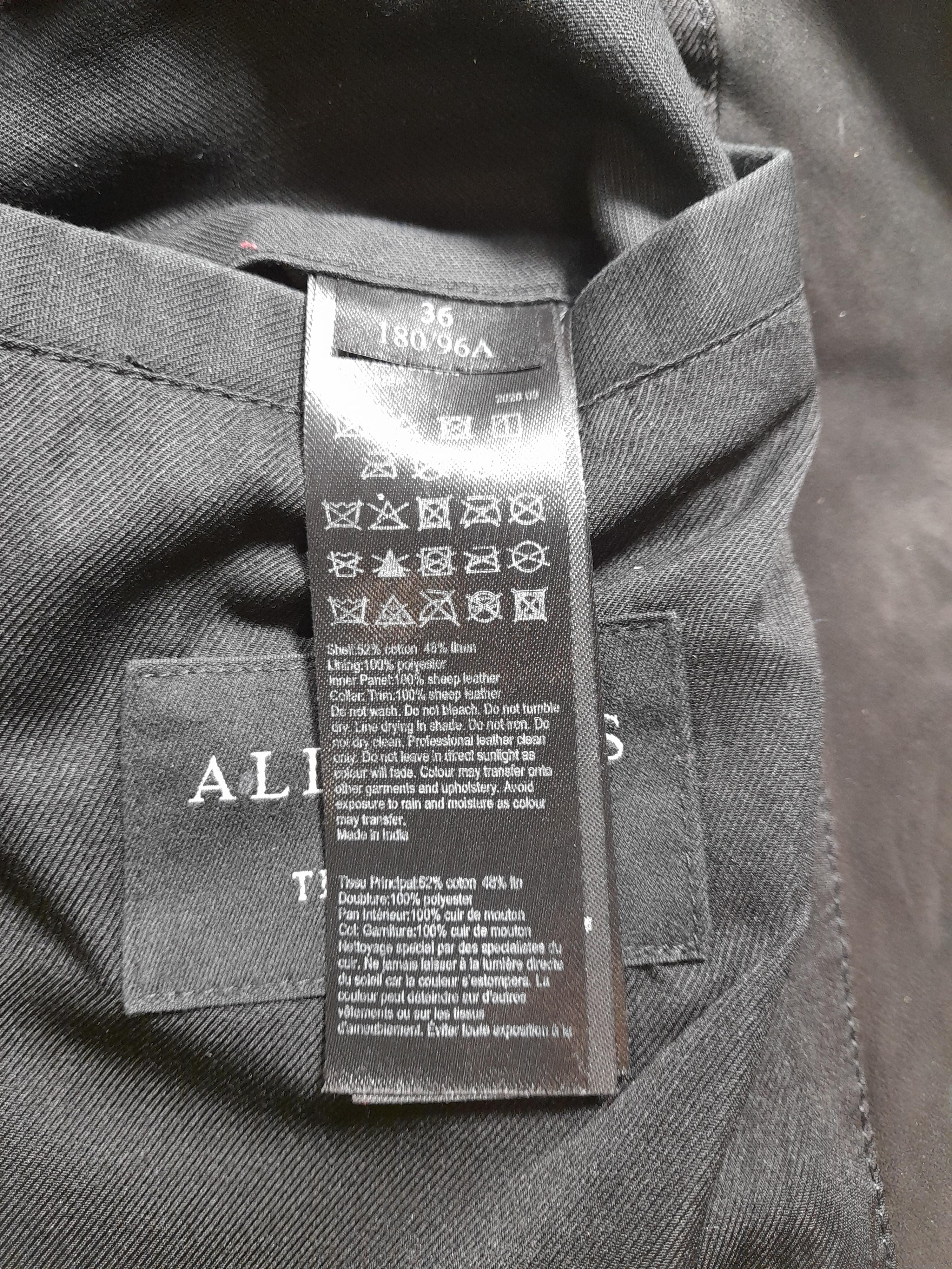 AllSaints Men's Blazer Chest: 36 in Black Cotton with Linen, Leather Overcoat - Image 9