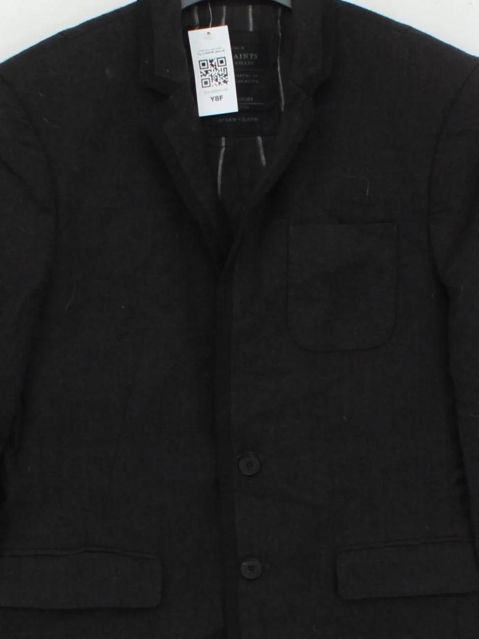AllSaints Men's Blazer Chest: 38 in Black Wool with Cotton, Acetate Overcoat - Image 3