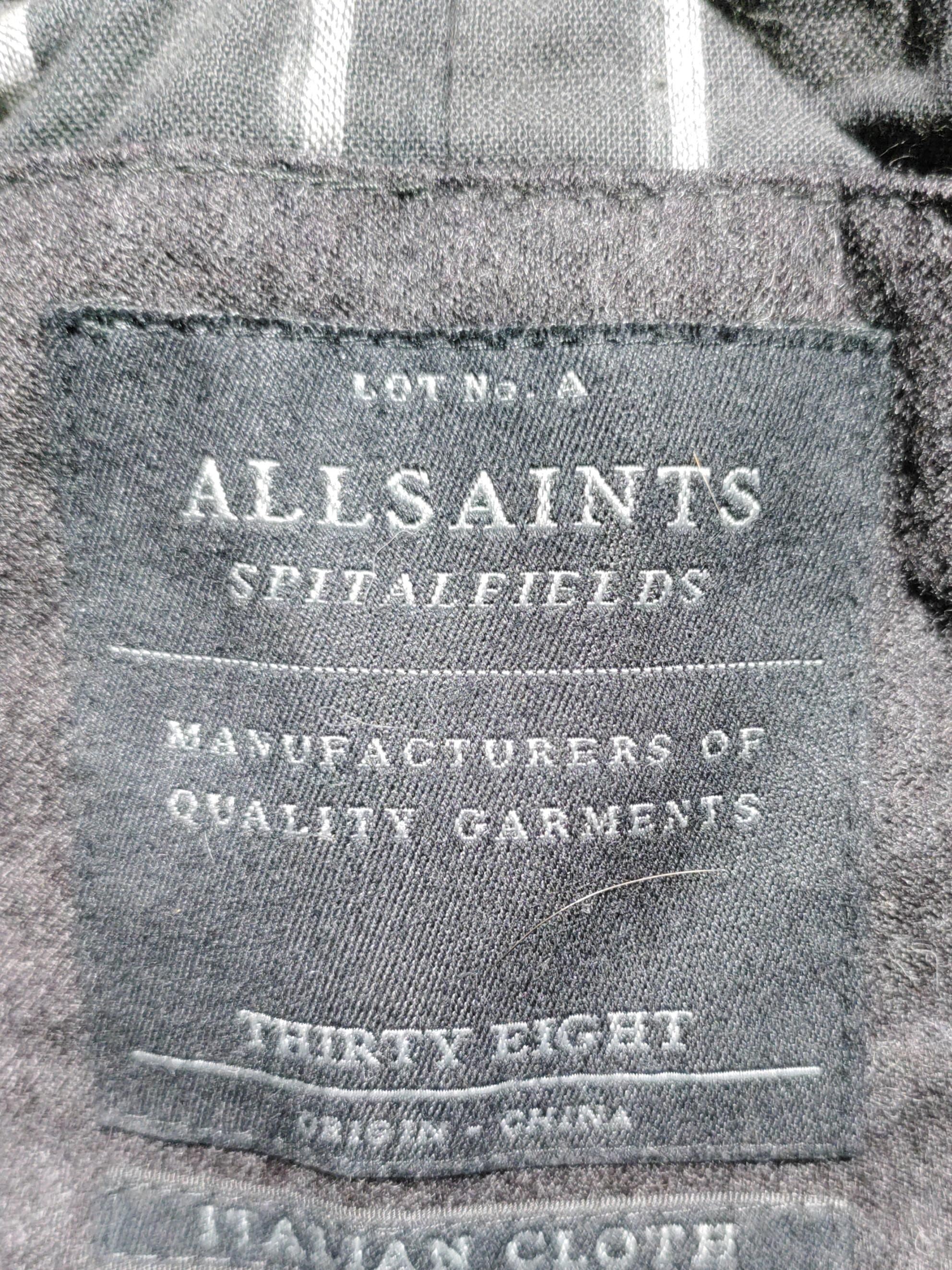 AllSaints Men's Blazer Chest: 38 in Black Wool with Cotton, Acetate Overcoat - Image 6