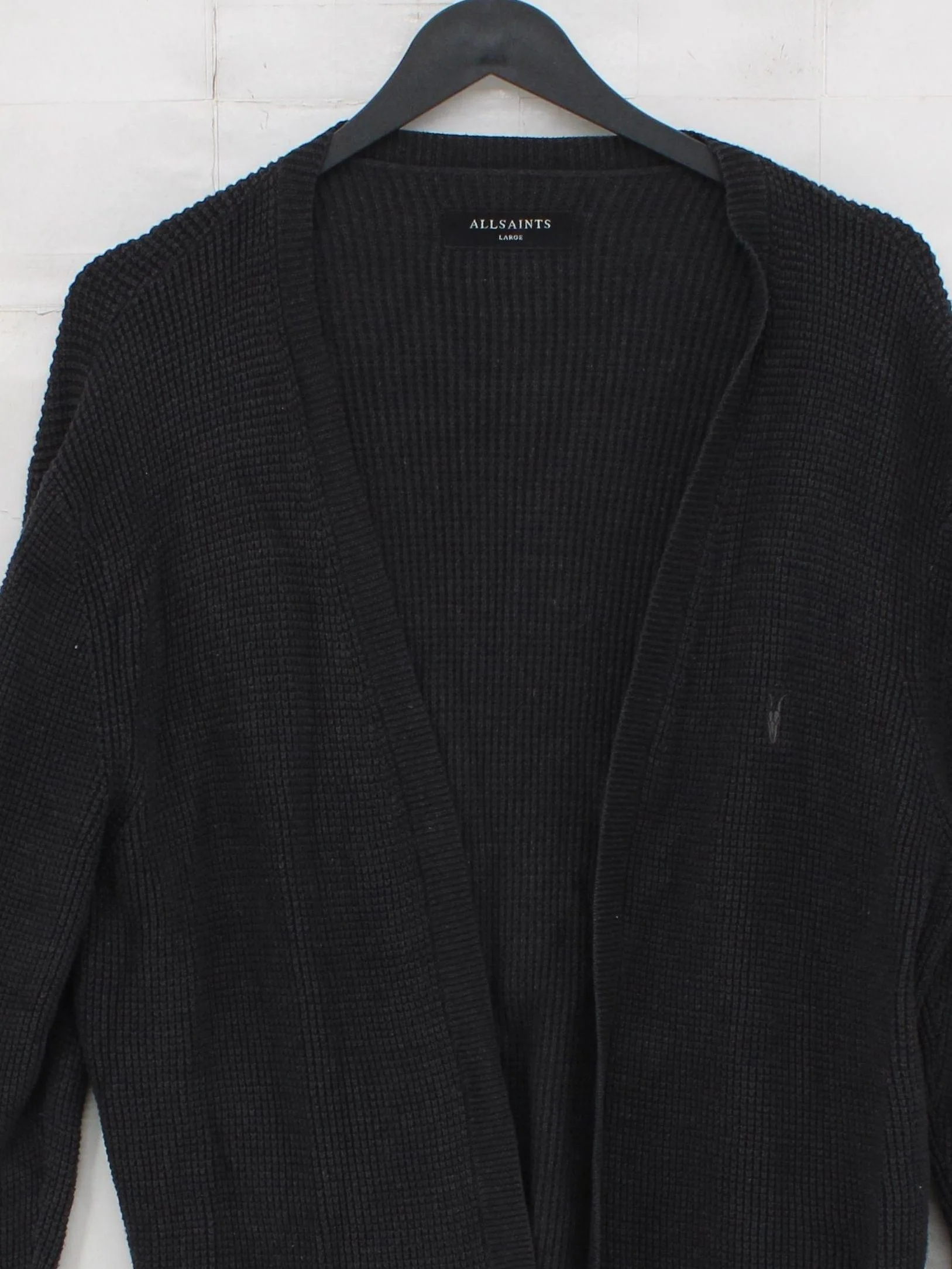 AllSaints Men's Cardigan L Black 100% Cotton V-Neck Cardigan - Image 3