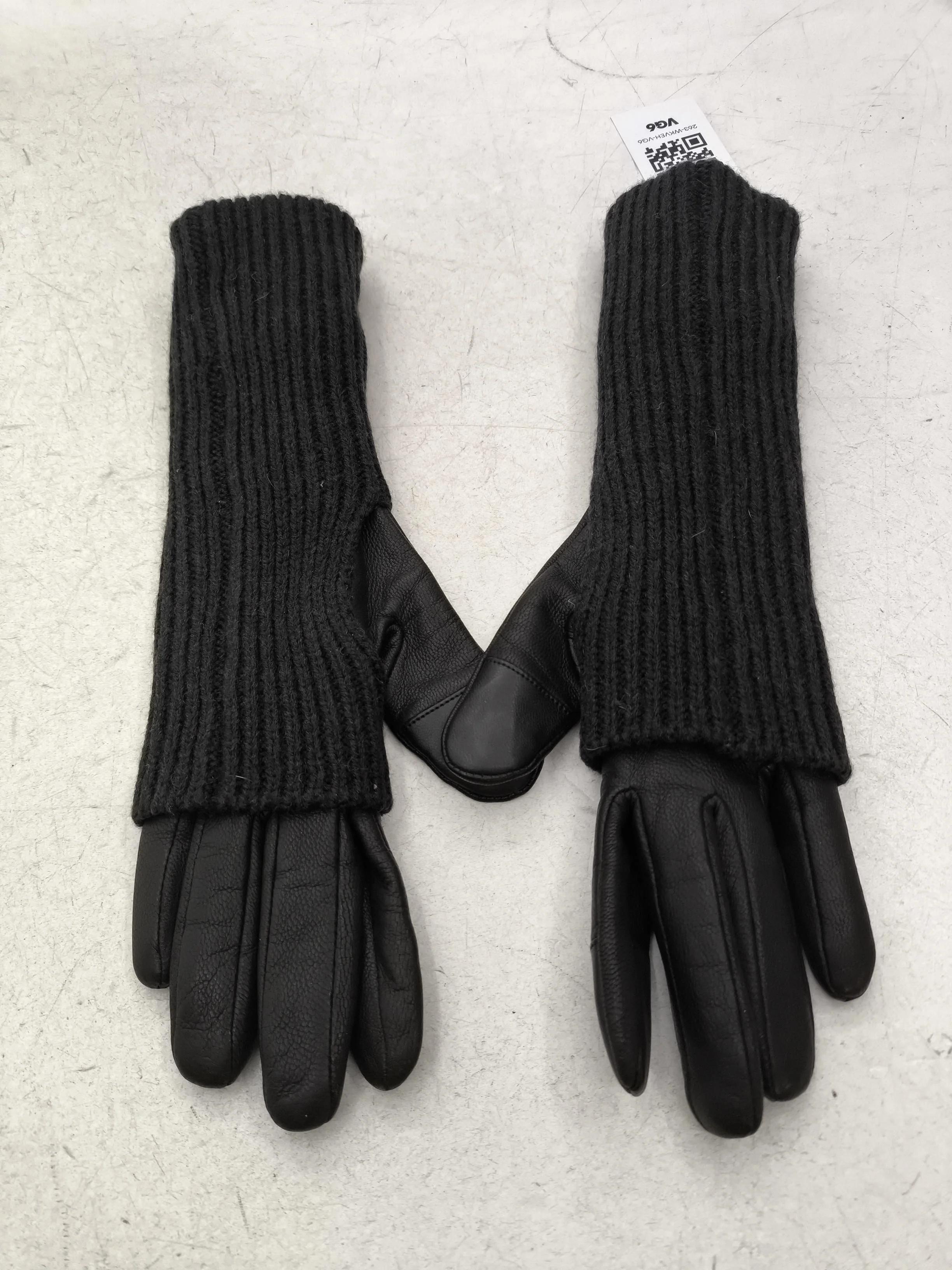 AllSaints Men's Gloves L Black Leather with Acrylic, Wool Glove - Image 2