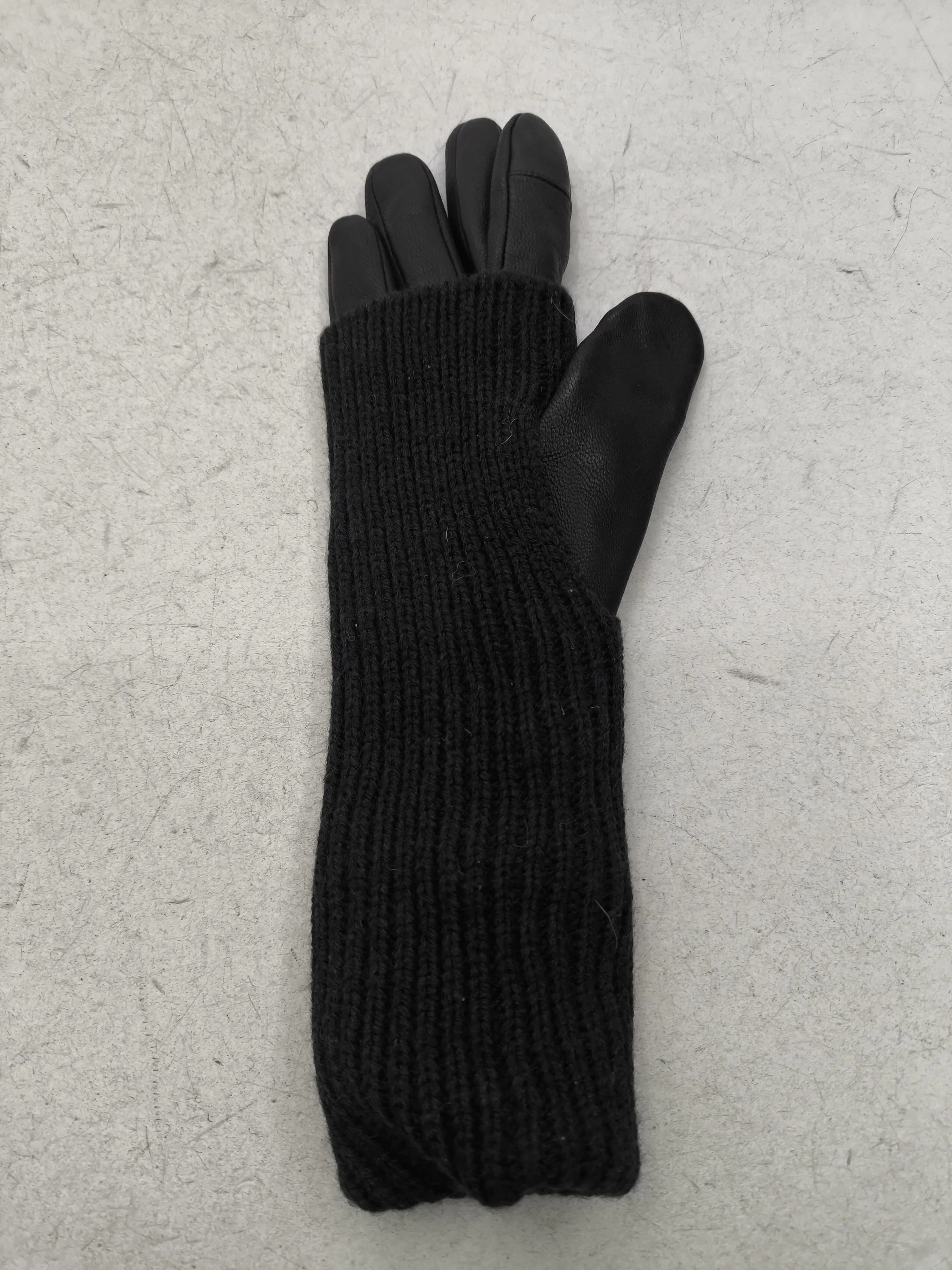 AllSaints Men's Gloves L Black Leather with Acrylic, Wool Glove - Image 3