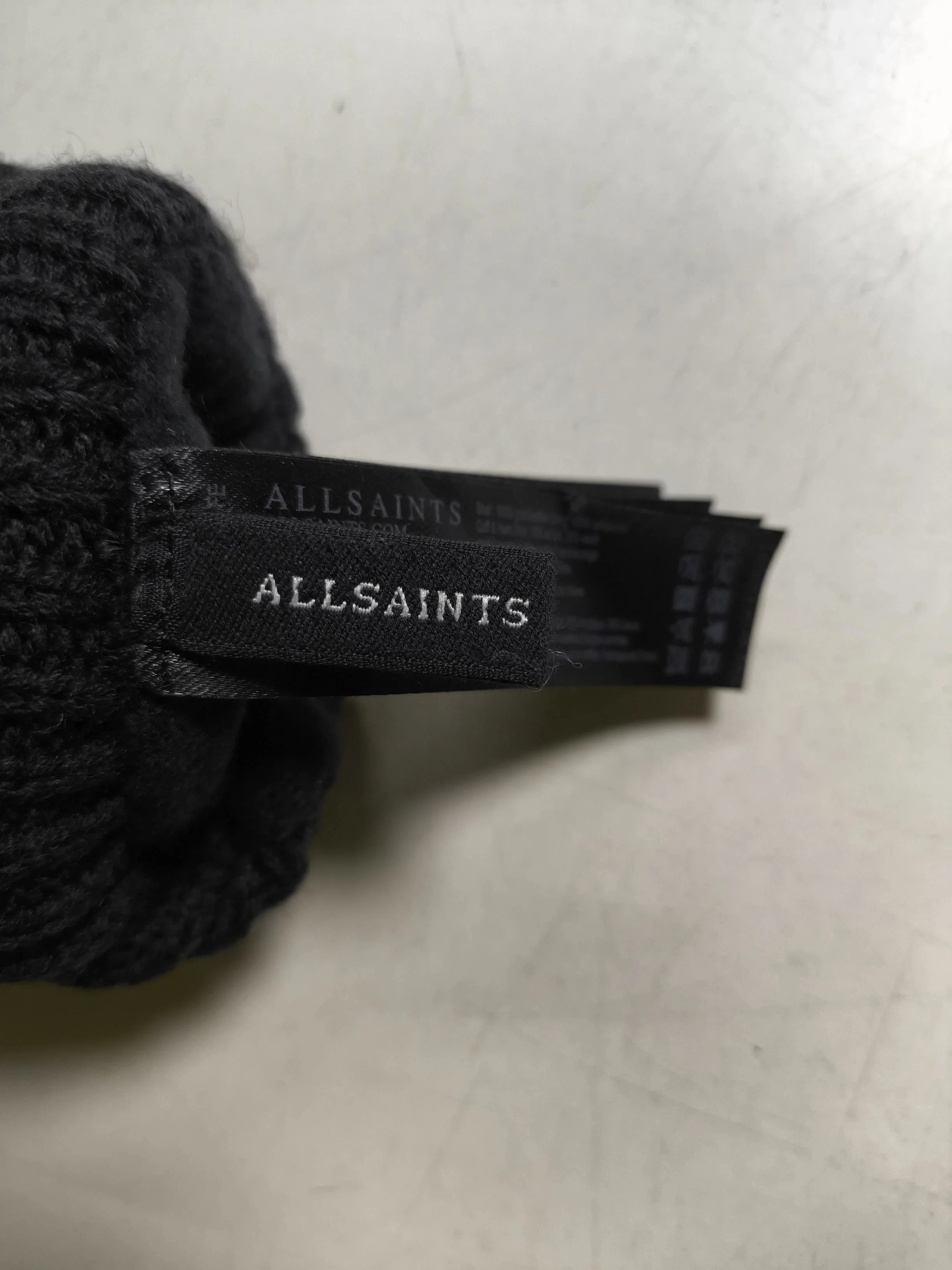 AllSaints Men's Gloves L Black Leather with Acrylic, Wool Glove - Image 5
