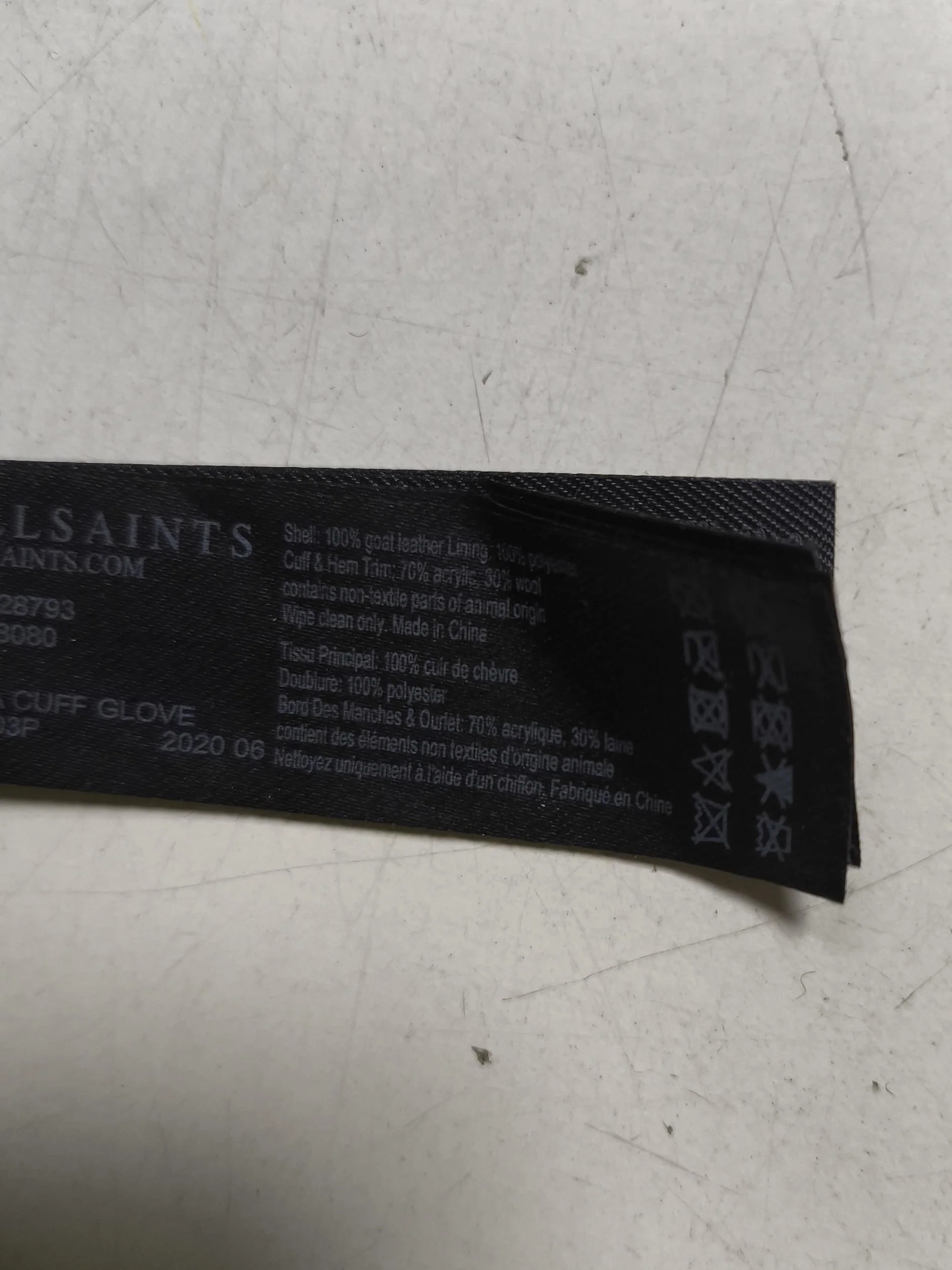 AllSaints Men's Gloves L Black Leather with Acrylic, Wool Glove - Image 6
