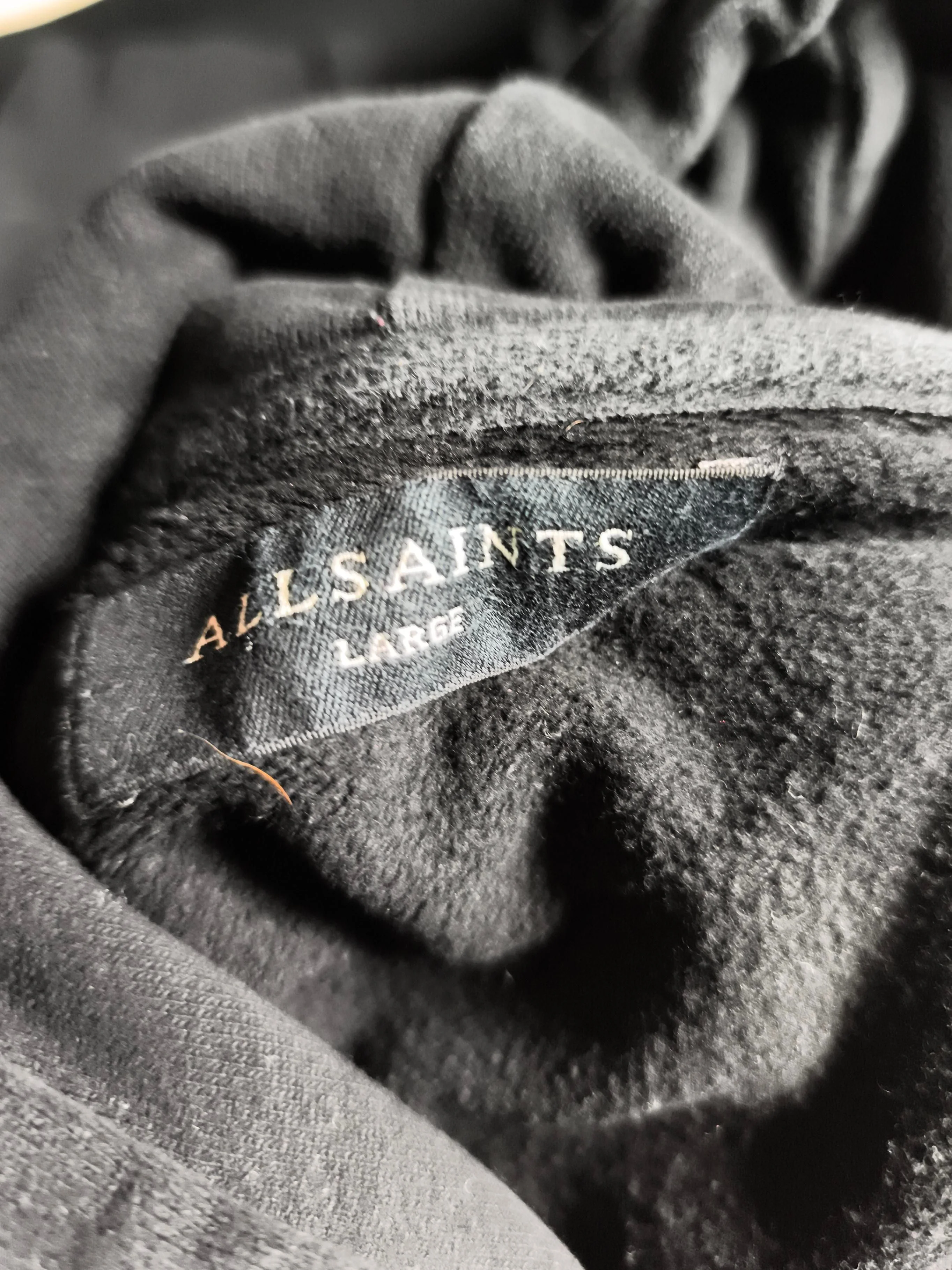 AllSaints Men's Hoodie L Black 100% Cotton Pullover - Image 6
