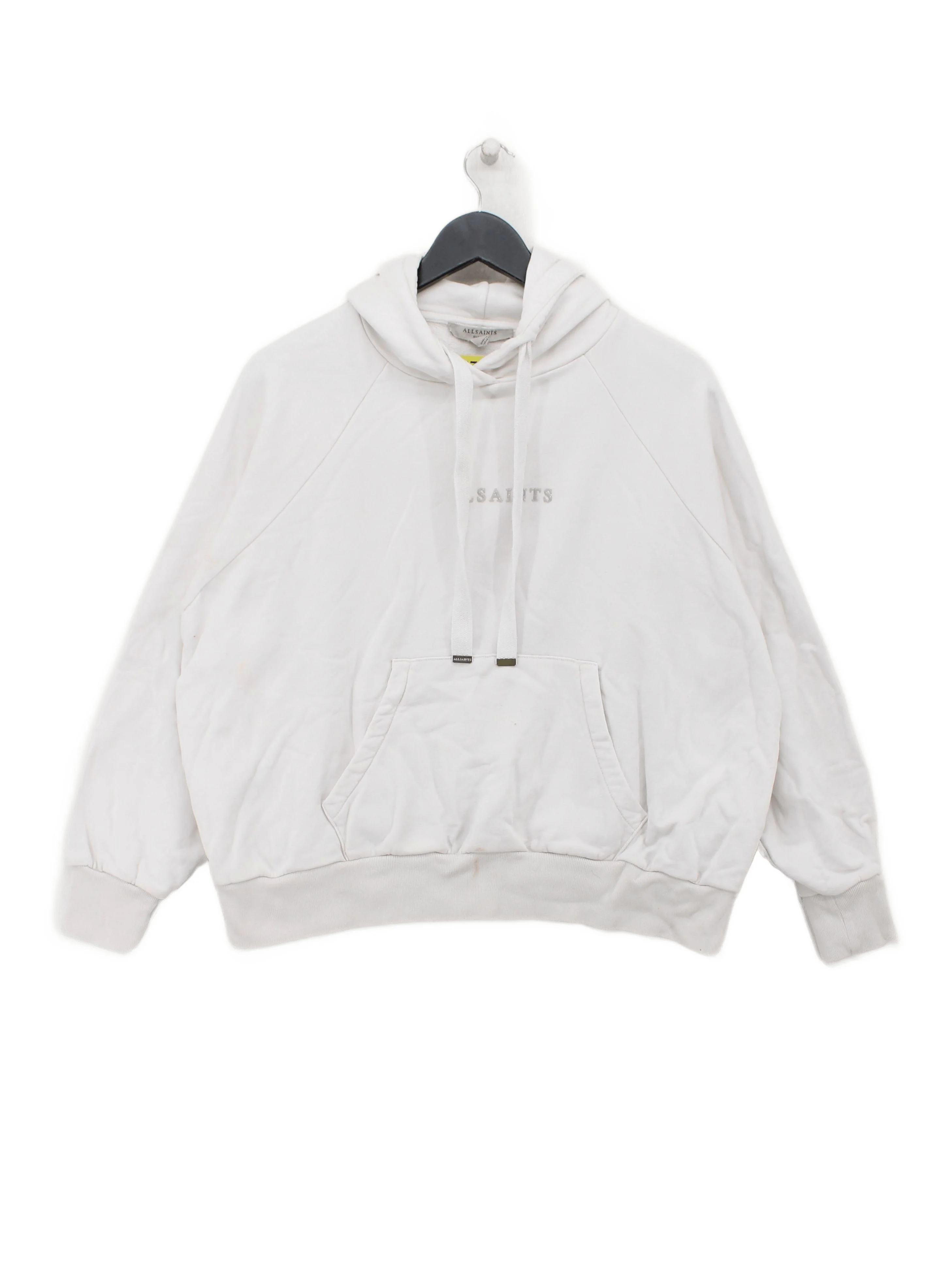 AllSaints Men's Hoodie S Cream 100% Cotton Pullover