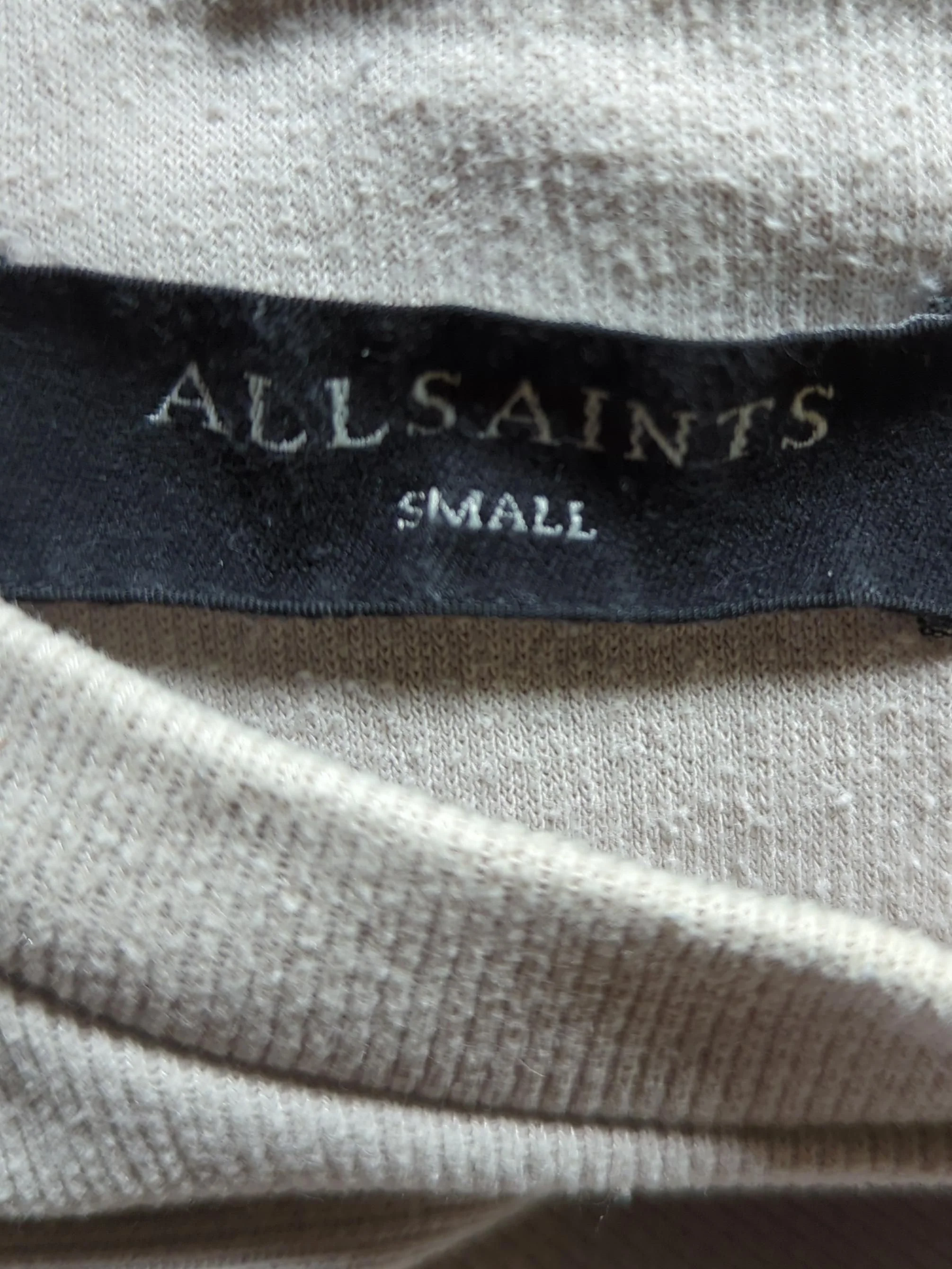 AllSaints Men's Hoodie S Cream Cotton with Polyester Pullover - Image 7