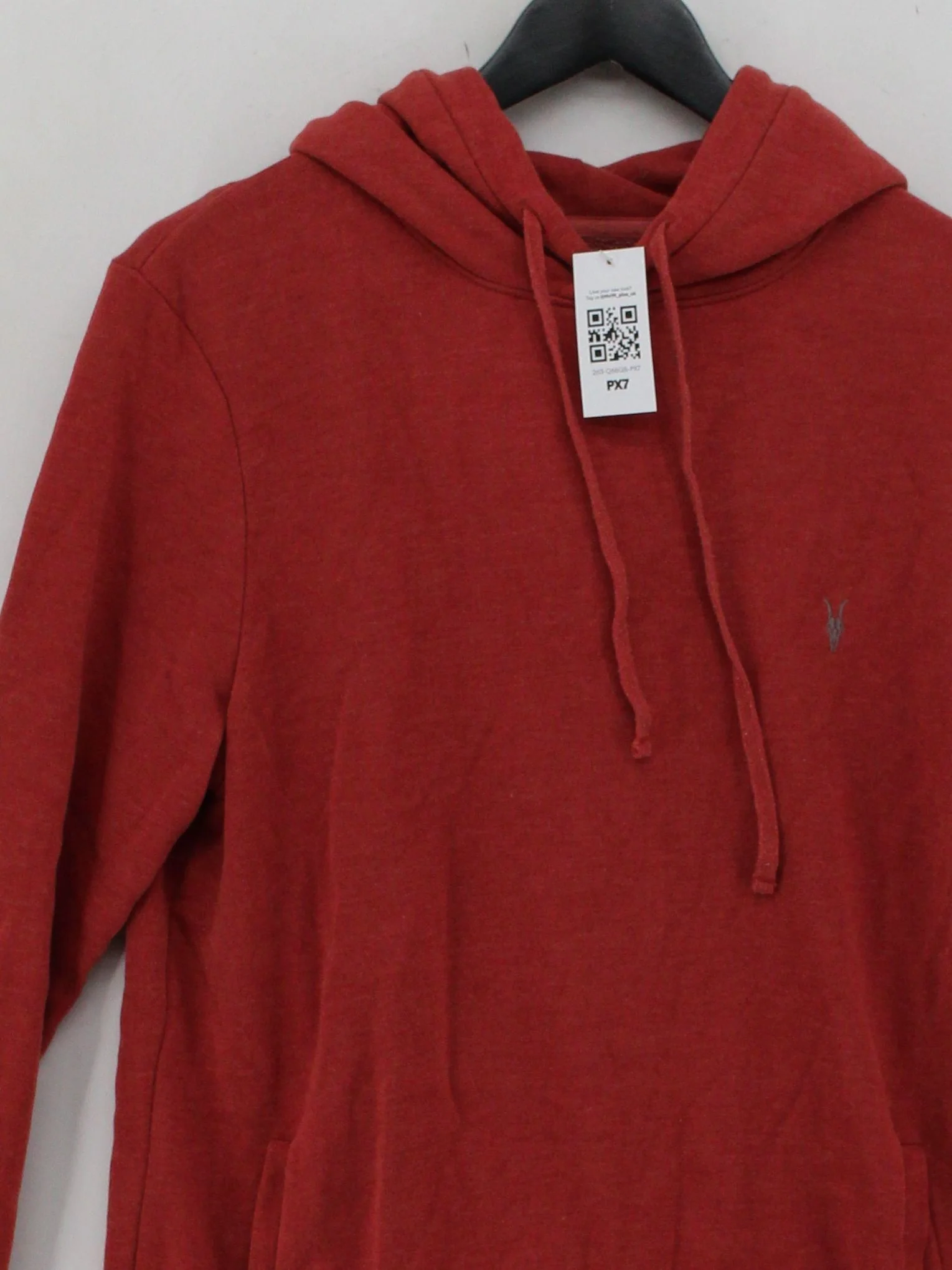 AllSaints Men's Hoodie S Red Cotton with Polyester Pullover - Image 3