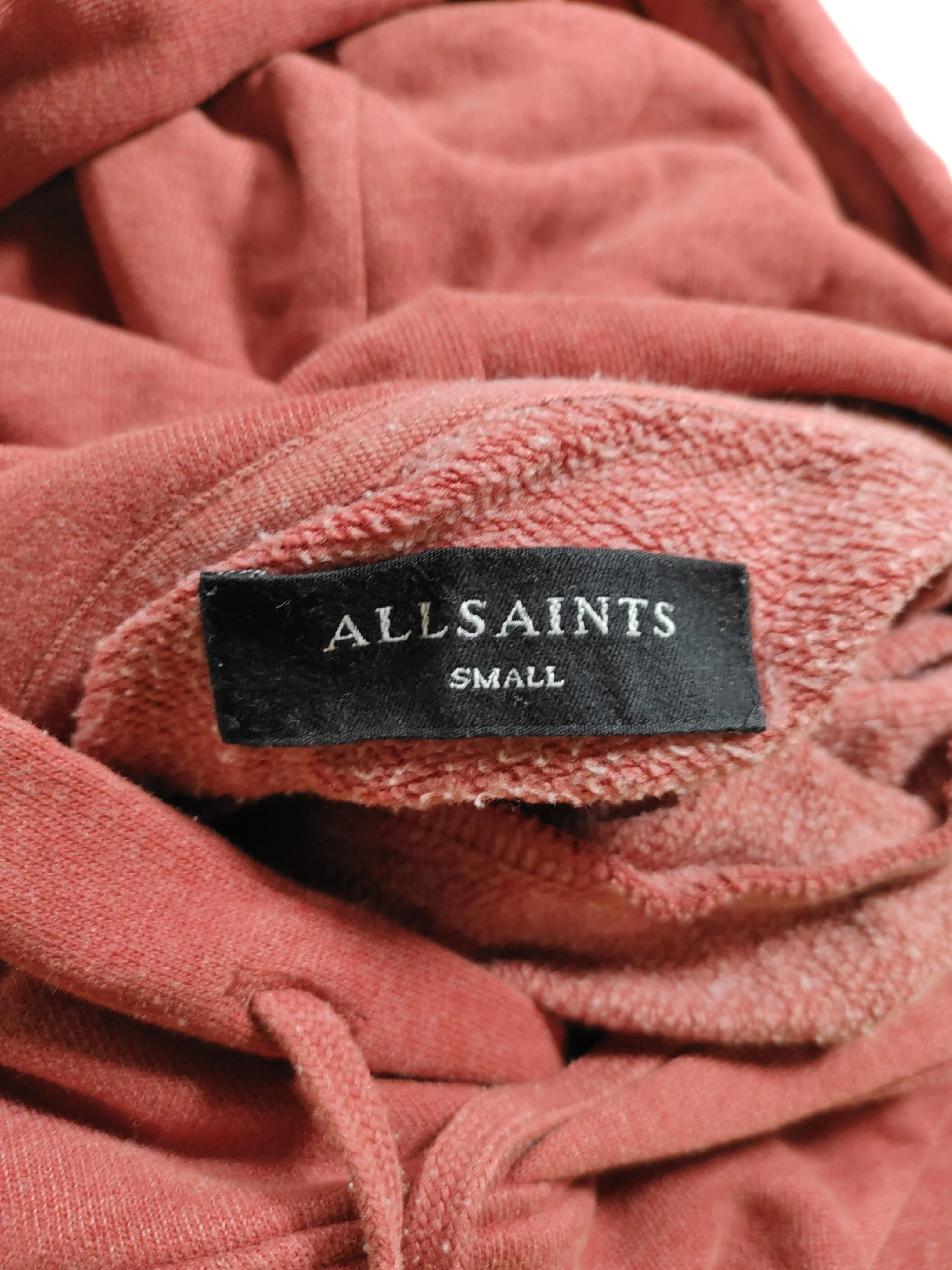 AllSaints Men's Hoodie S Red Cotton with Polyester Pullover - Image 6