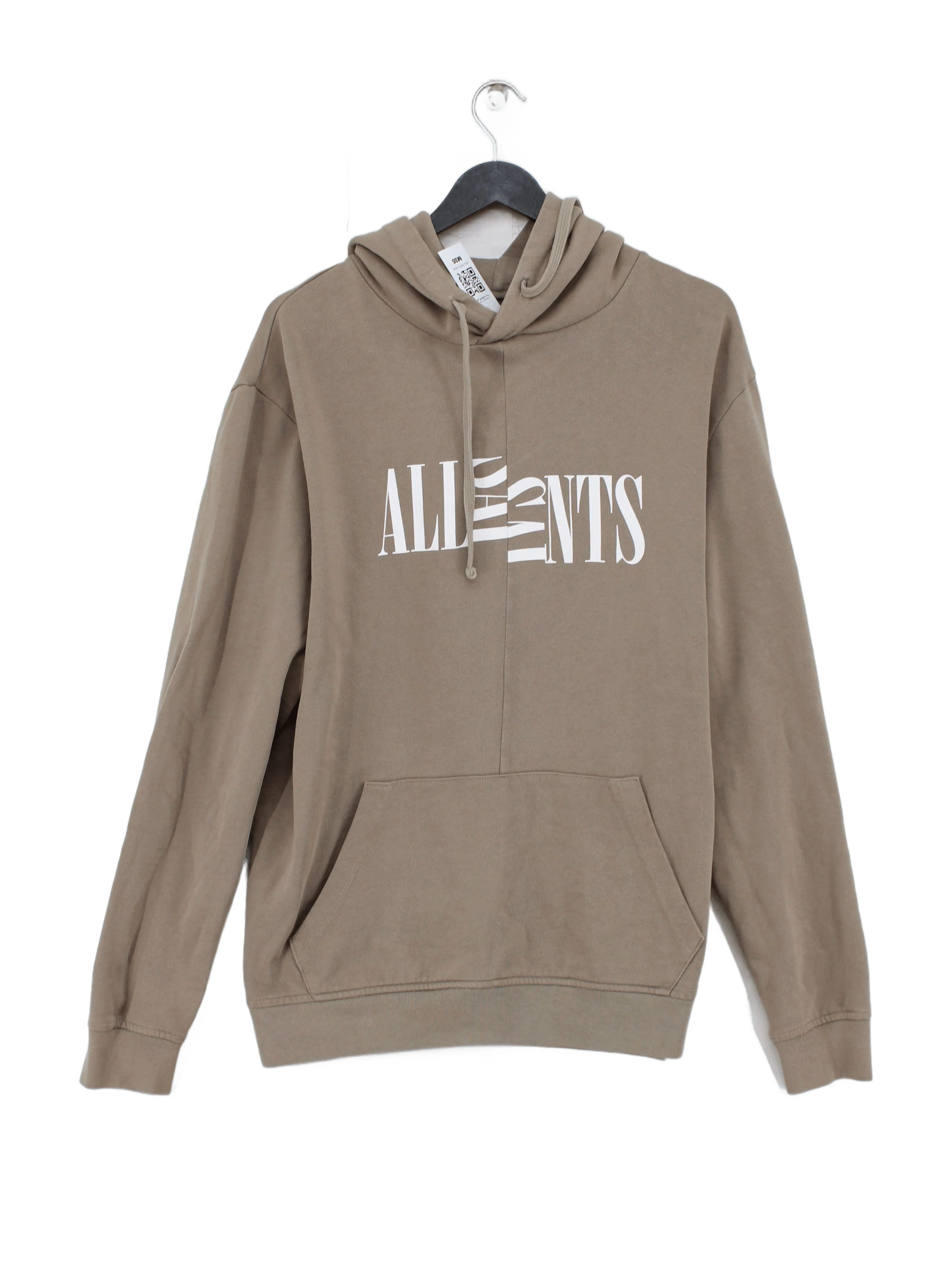 AllSaints Men's Hoodie S Tan Graphic 100% Cotton Pullover