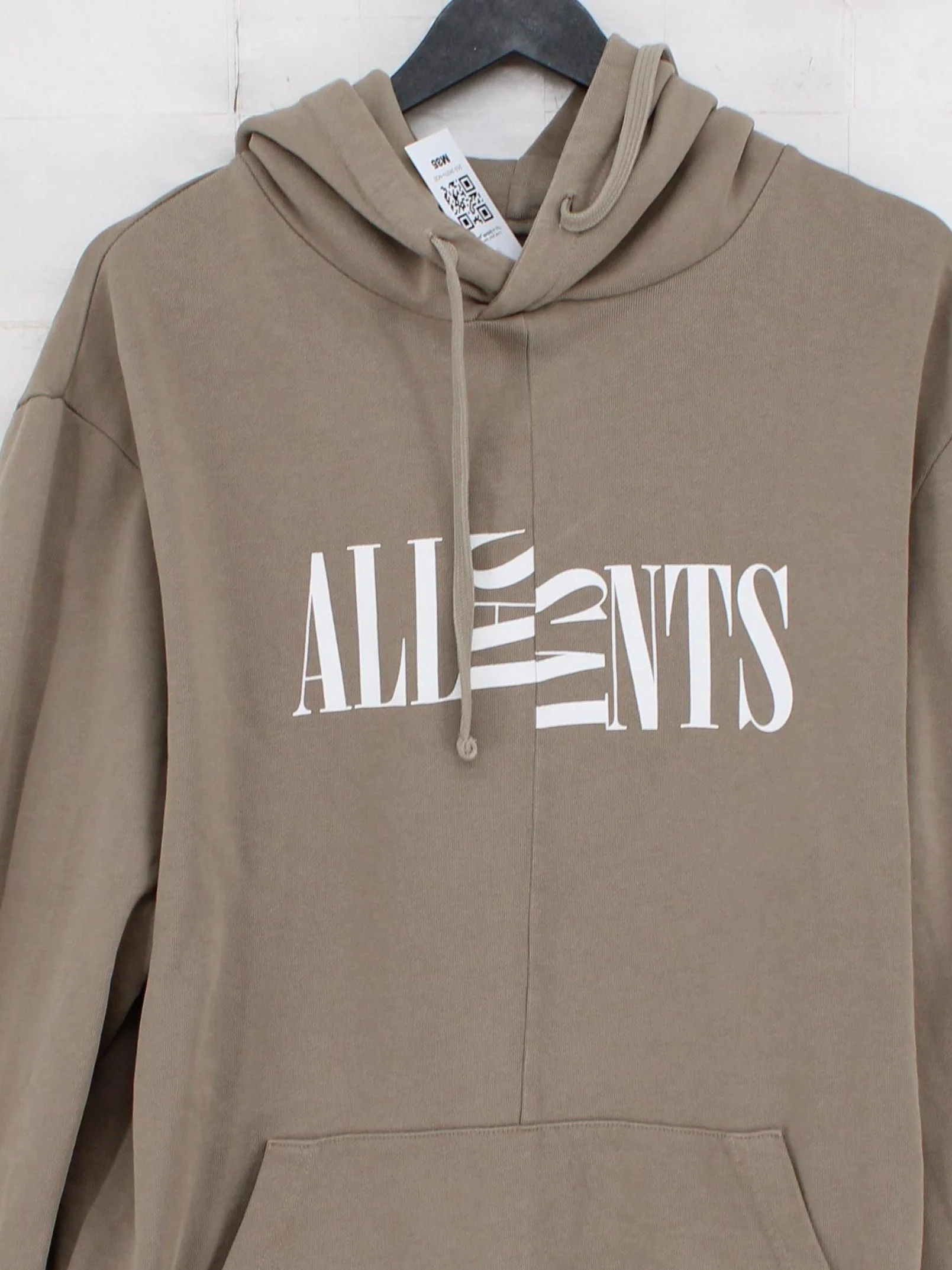 AllSaints Men's Hoodie S Tan Graphic 100% Cotton Pullover - Image 3