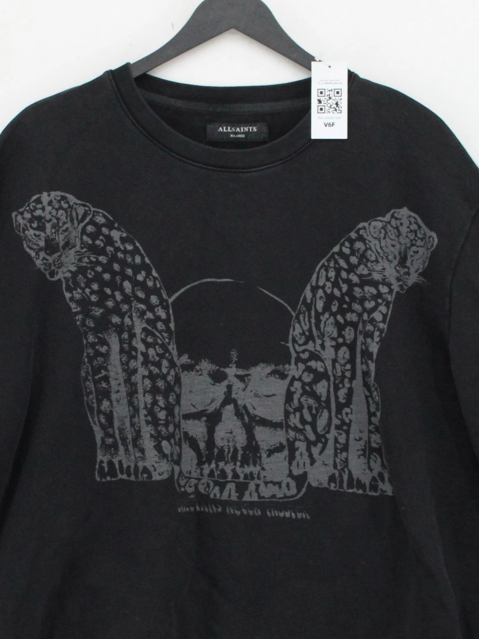 AllSaints Men's Hoodie XL Black Graphic 100% Cotton Pullover - Image 3