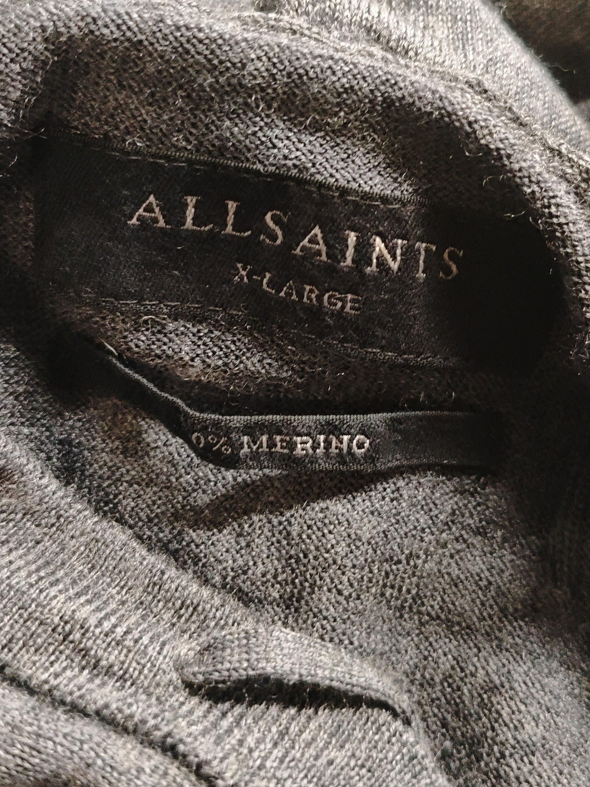 AllSaints Men's Hoodie XL Grey 100% Wool Pullover - Image 6