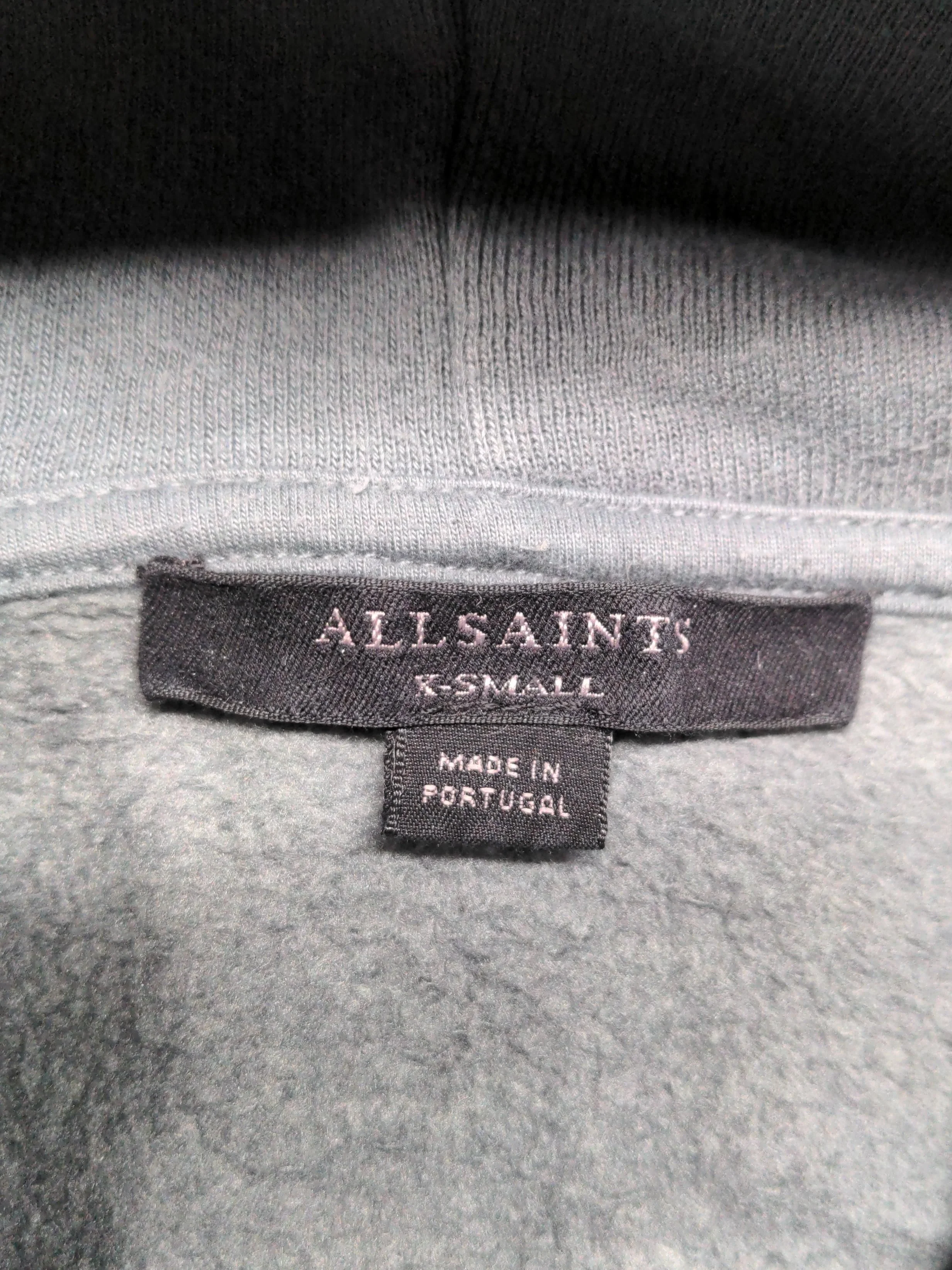 AllSaints Men's Hoodie XS Grey Cotton with Polyester Pullover - Image 7