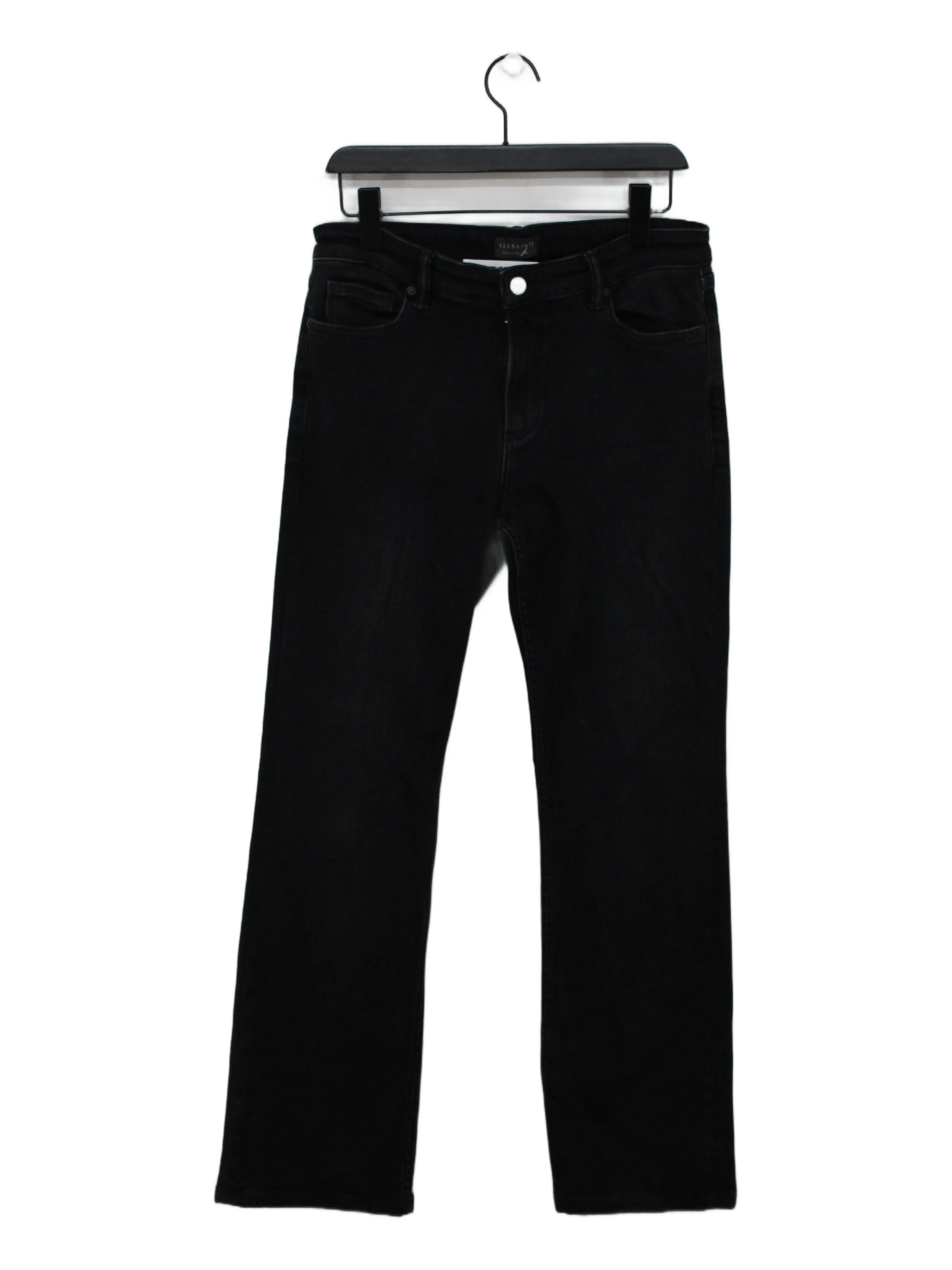 AllSaints Men's Jeans W 30 in Black Cotton with Elastane Straight