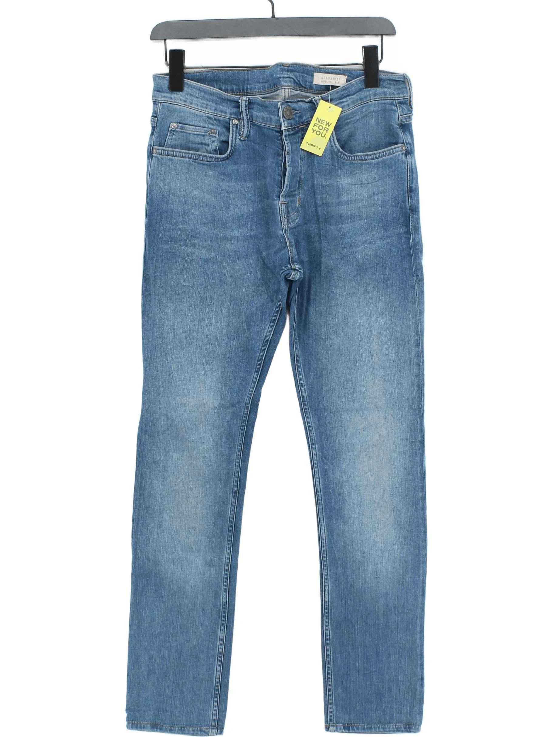 AllSaints Men's Jeans W 30 in Blue Cotton with Elastane Straight