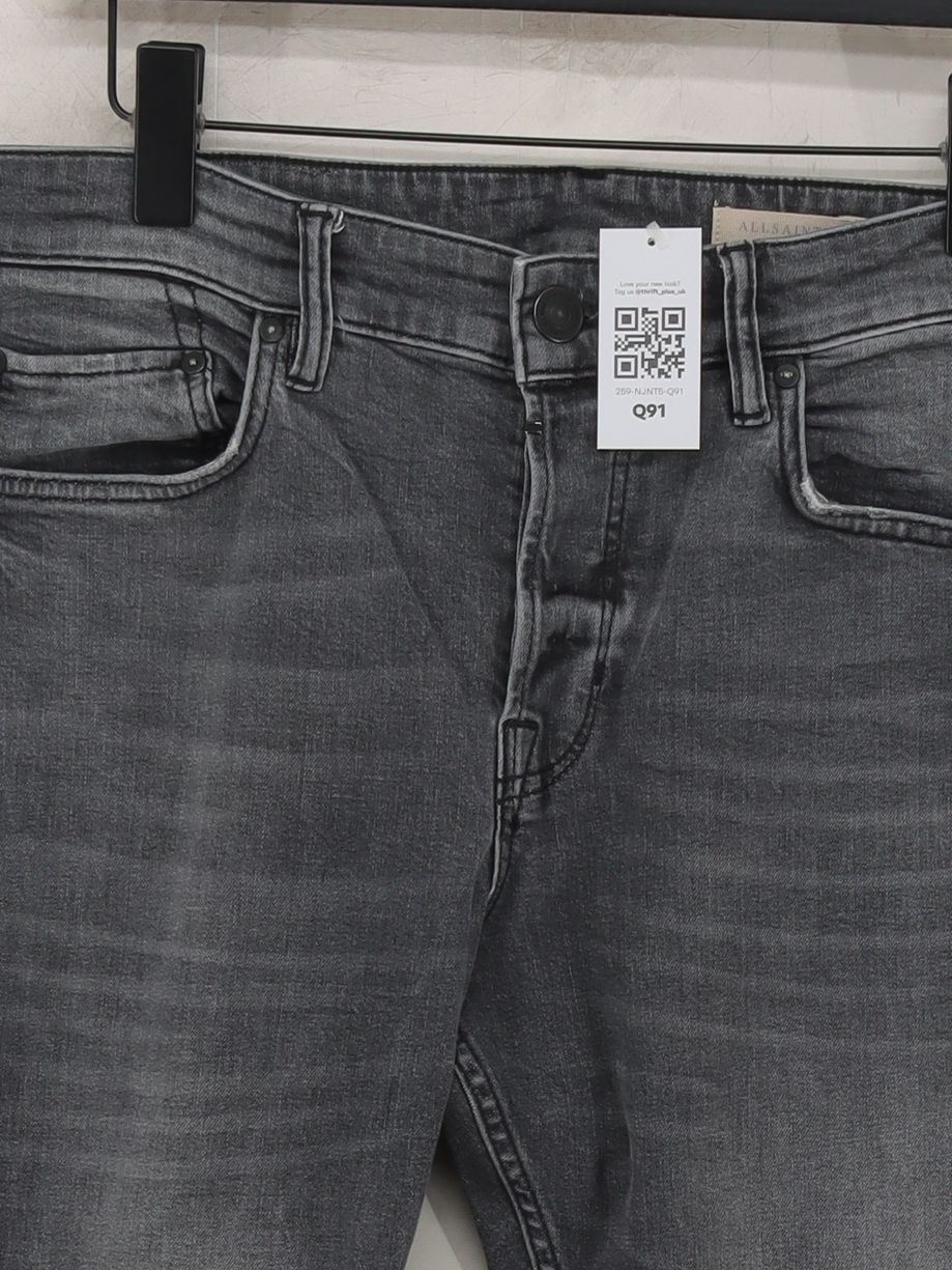 AllSaints Men's Jeans W 32 in Grey Cotton with Polyester, Elastane Skinny - Image 3