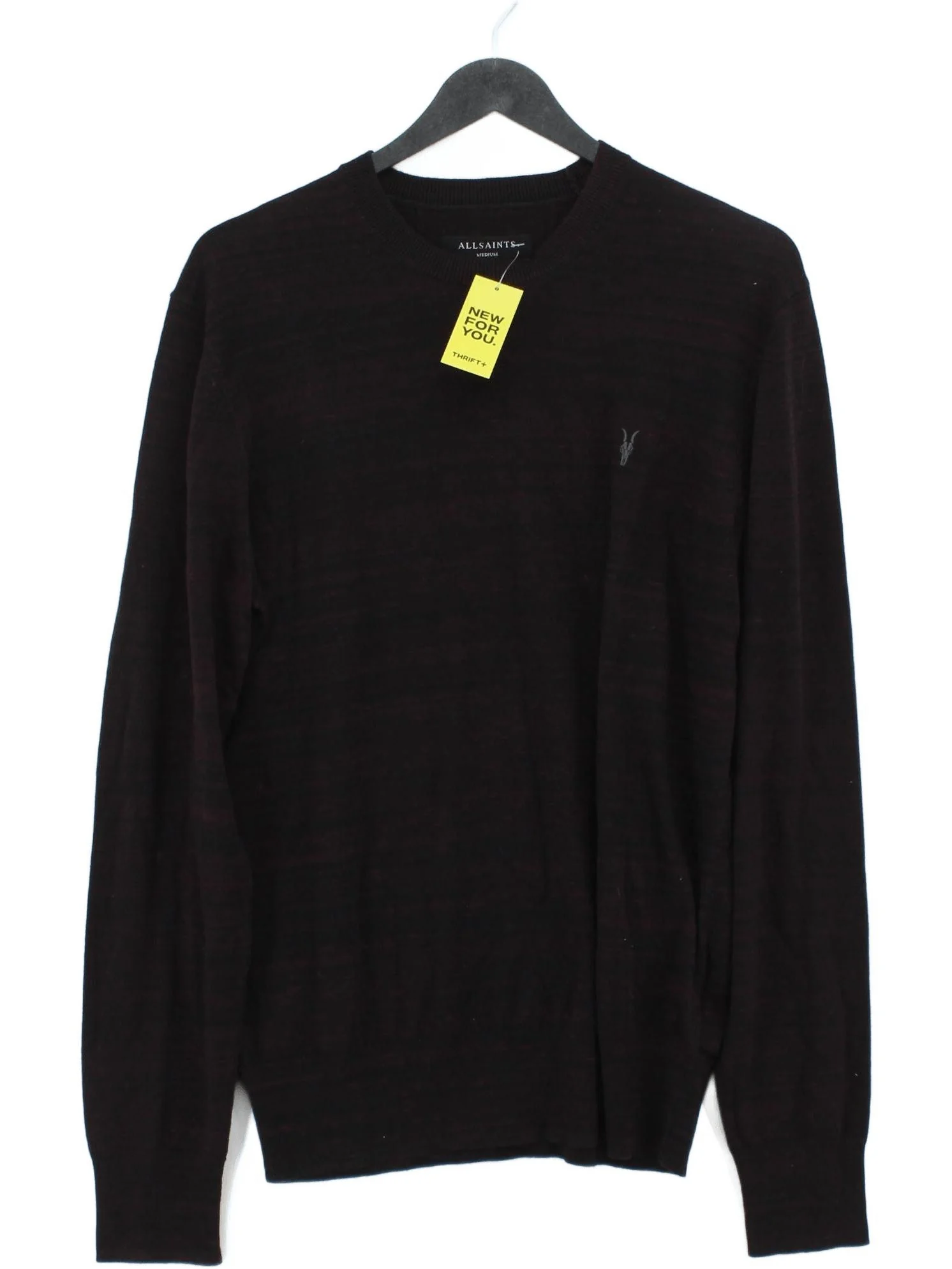 AllSaints Men's Jumper M Black Cotton with Acrylic, Polyamide, Wool Pullover