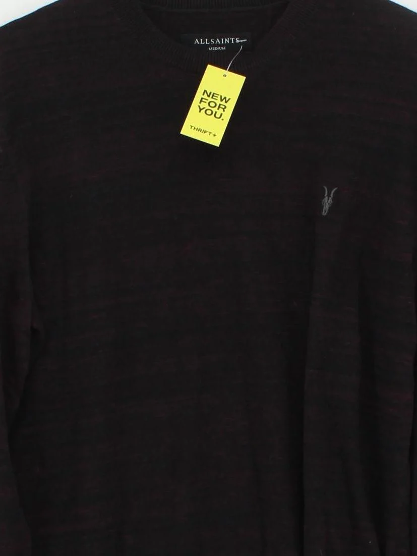 AllSaints Men's Jumper M Black Cotton with Acrylic, Polyamide, Wool Pullover - Image 3
