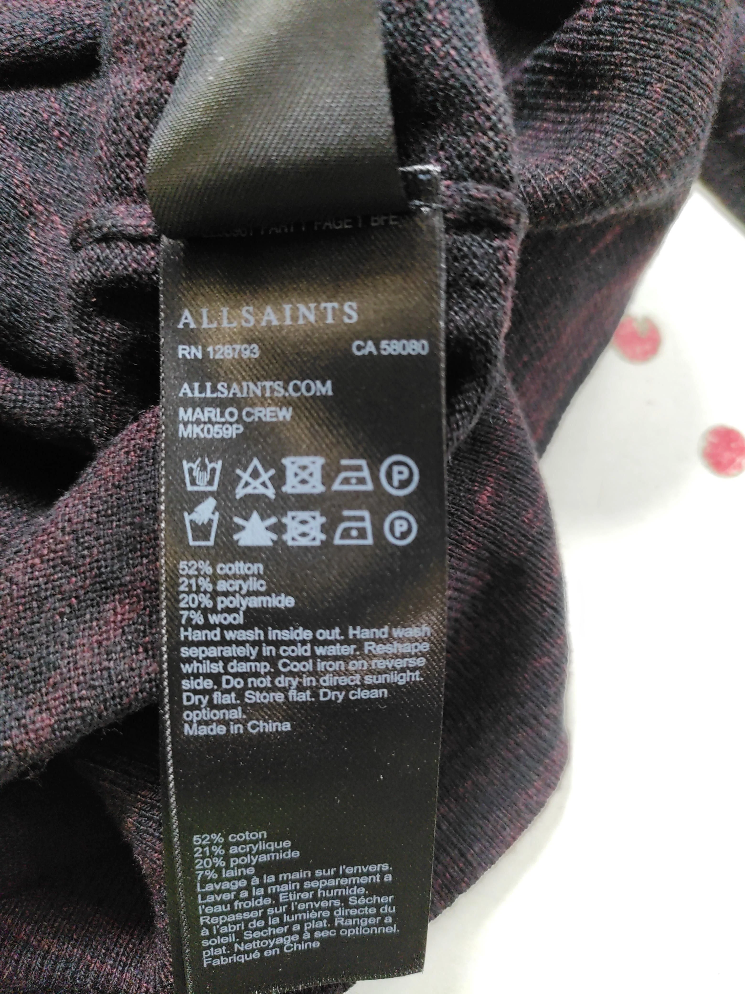 AllSaints Men's Jumper M Black Cotton with Acrylic, Polyamide, Wool Pullover - Image 6