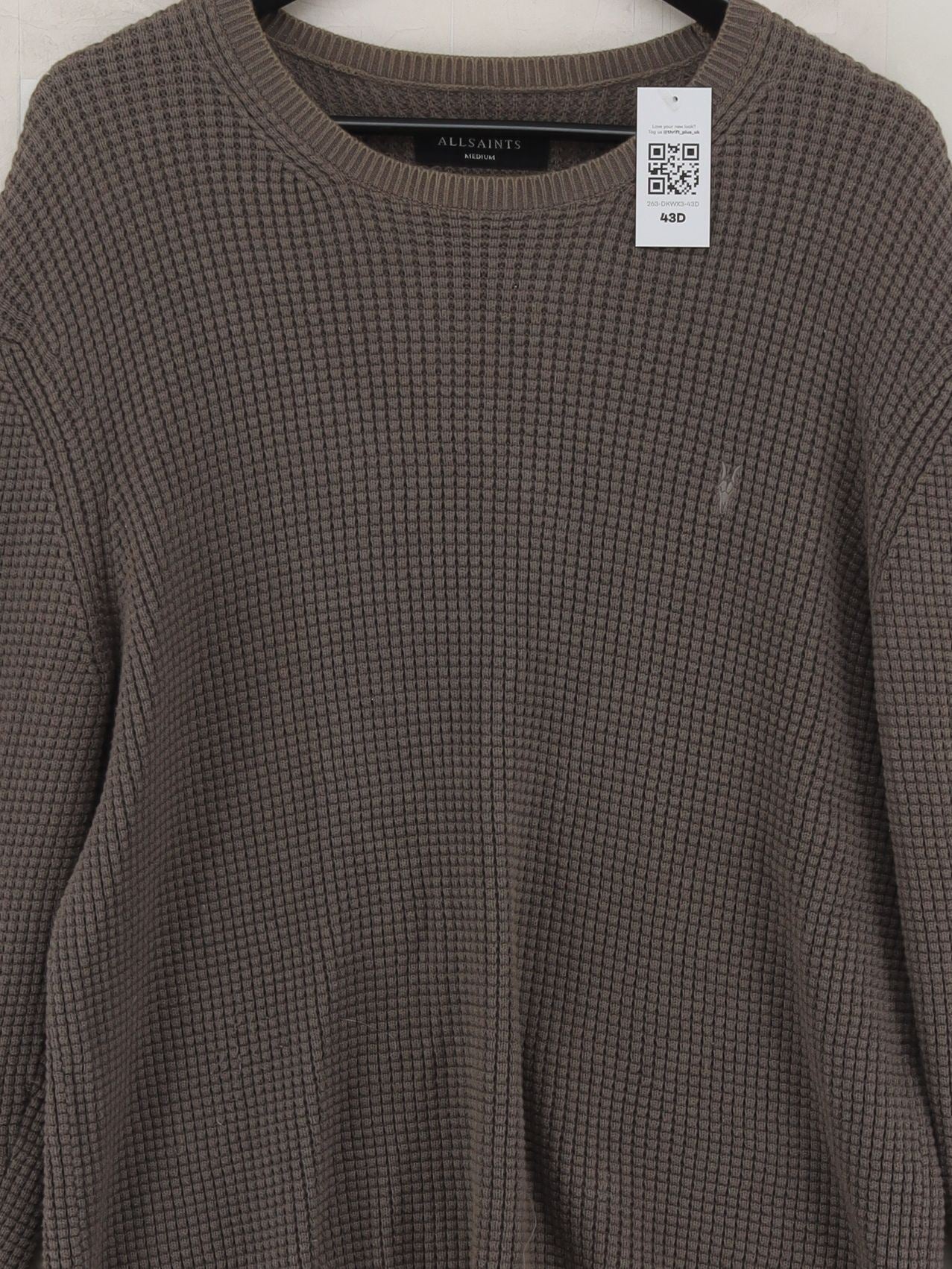 AllSaints Men's Jumper M Brown 100% Cotton Round Neck Pullover - Image 3