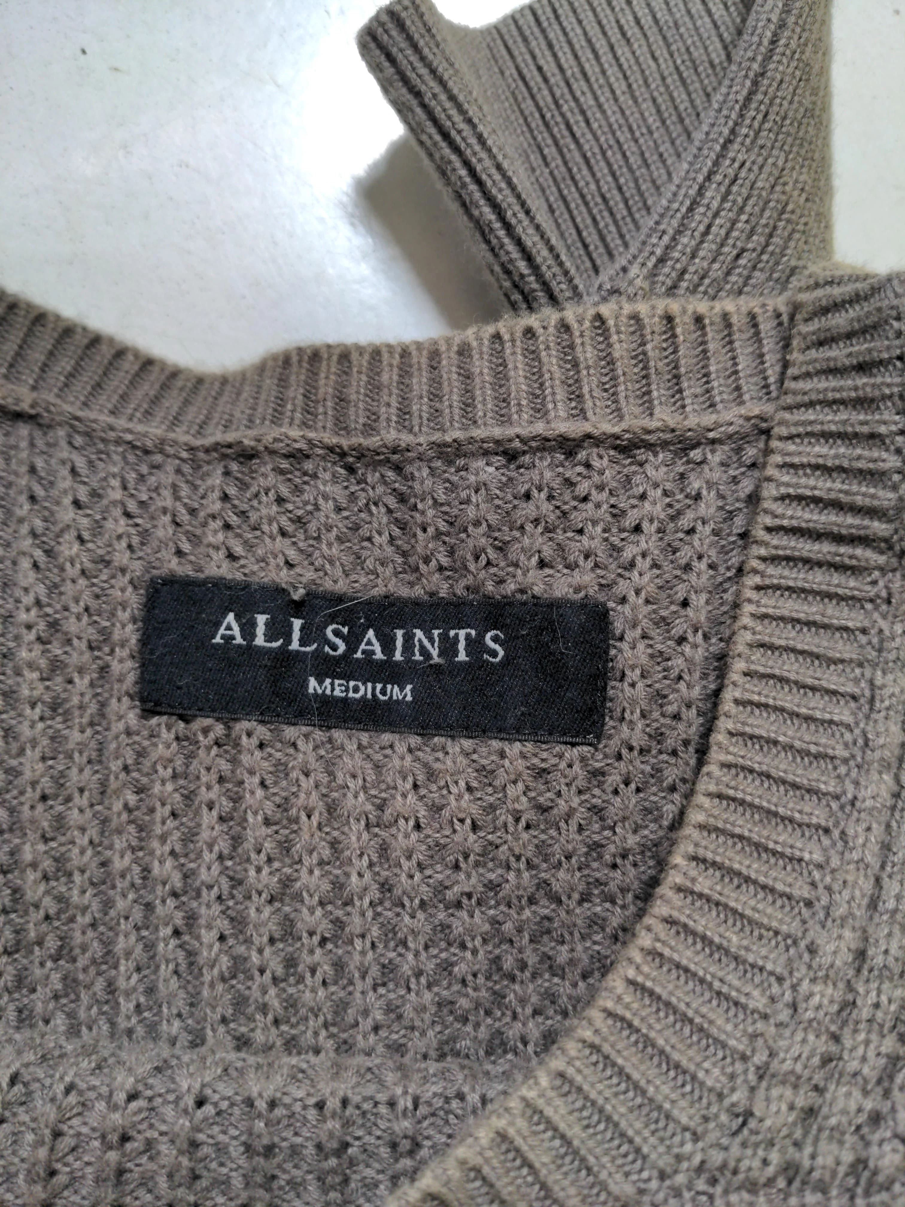 AllSaints Men's Jumper M Brown 100% Cotton Round Neck Pullover - Image 5