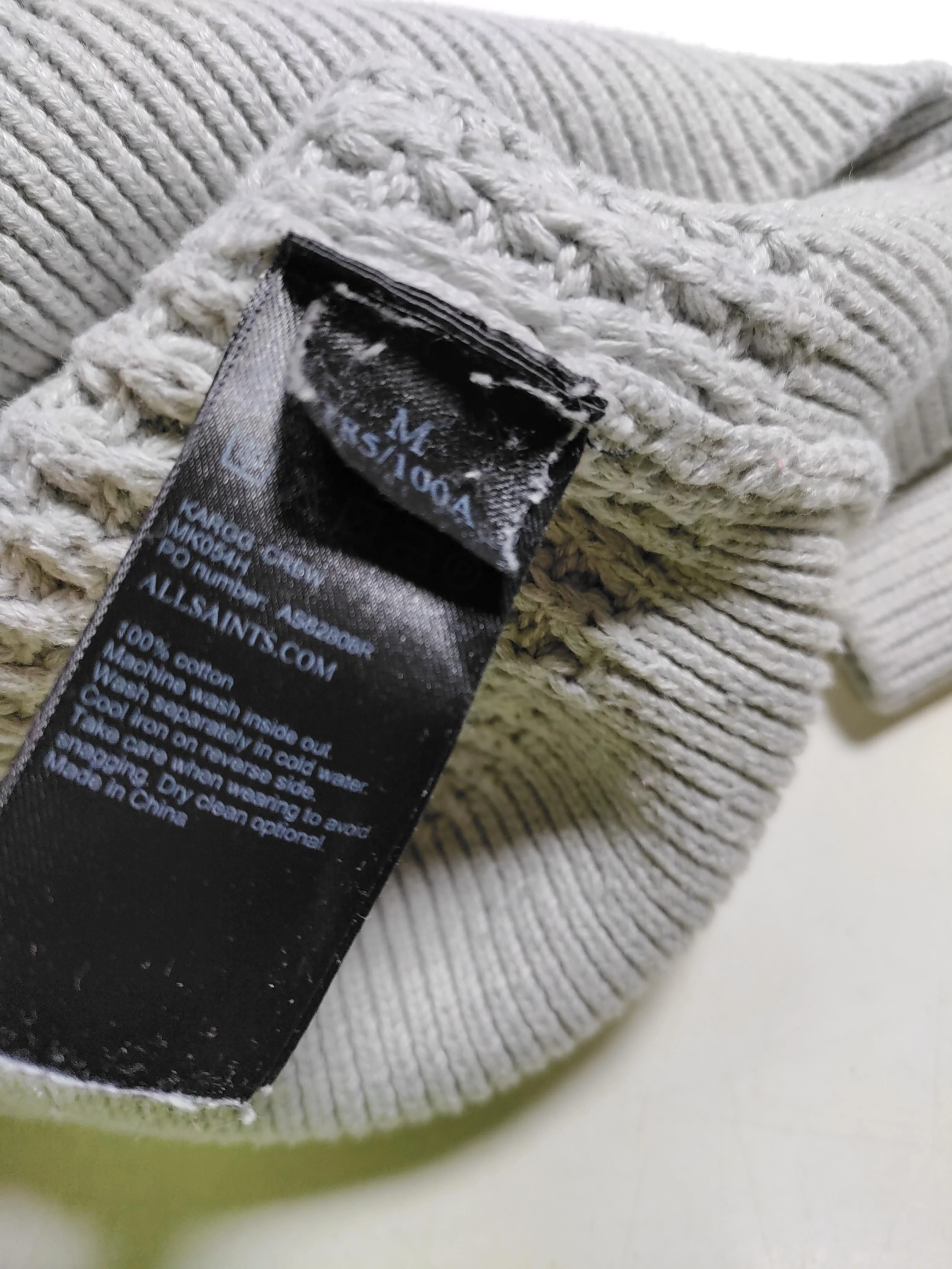 AllSaints Men's Jumper M Grey 100% Cotton Round Neck Pullover - Image 6