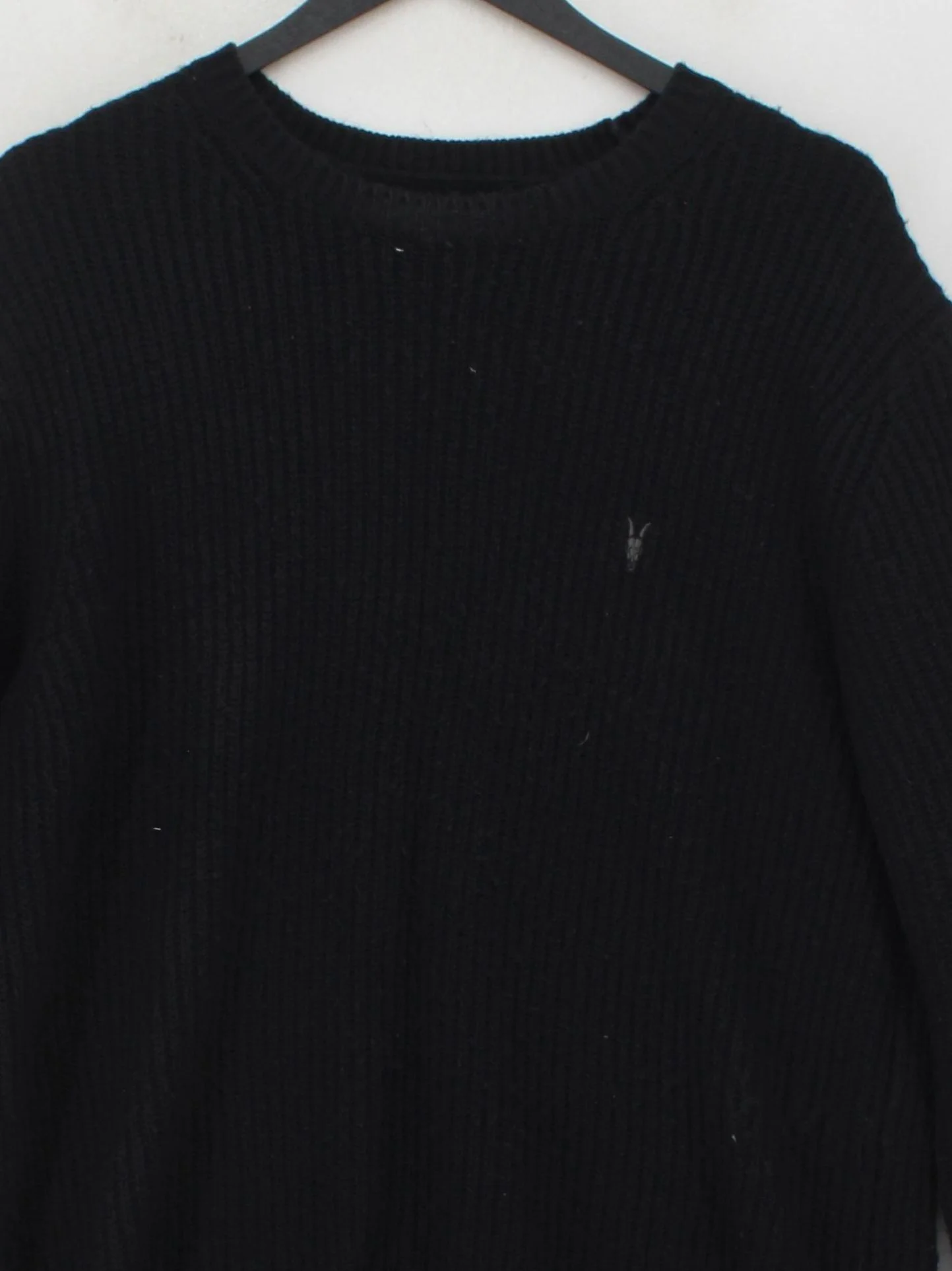 AllSaints Men's Jumper S Black Wool with Polyester, Nylon Crew Neck Pullover - Image 3