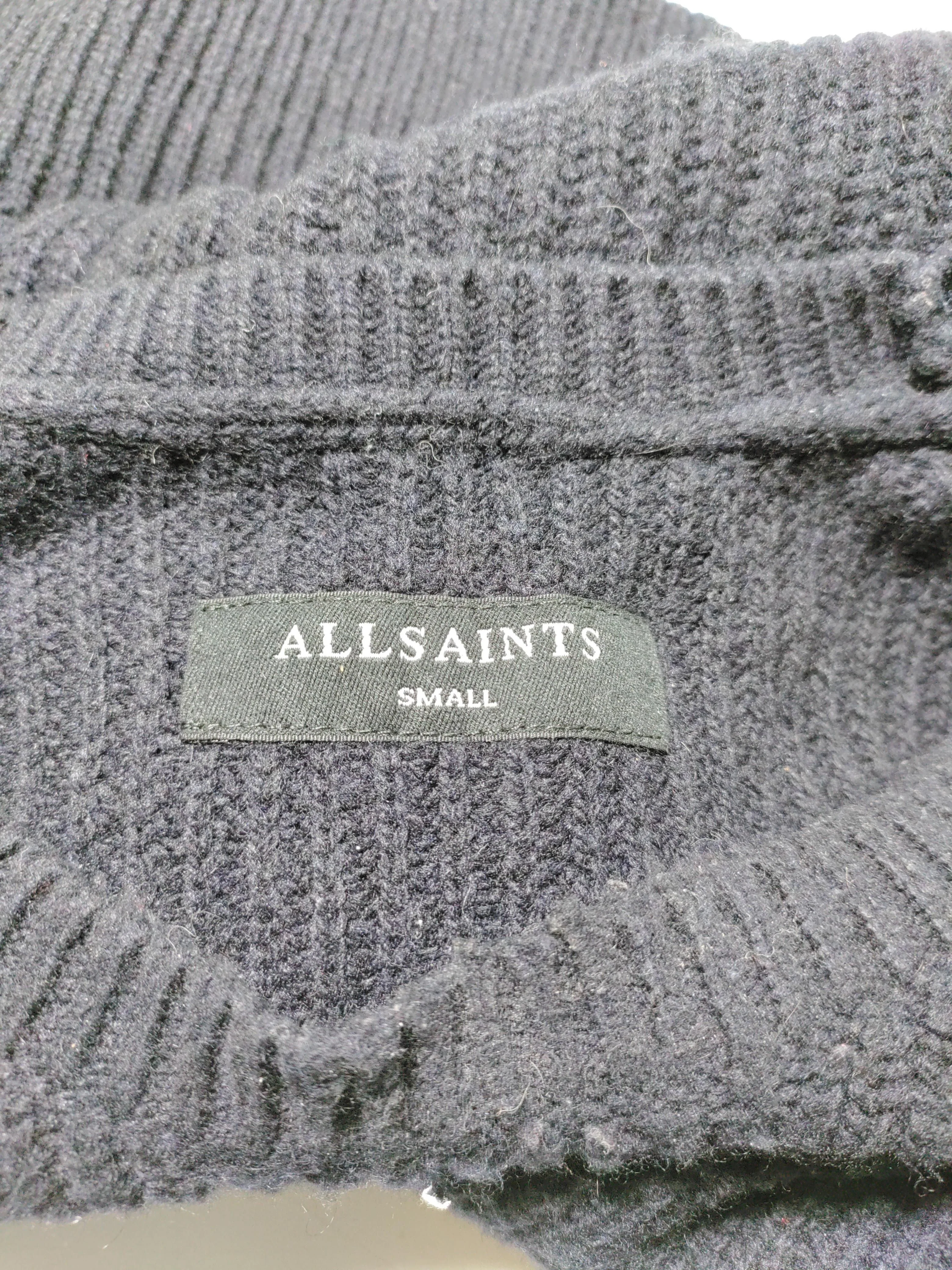 AllSaints Men's Jumper S Black Wool with Polyester, Nylon Crew Neck Pullover - Image 7