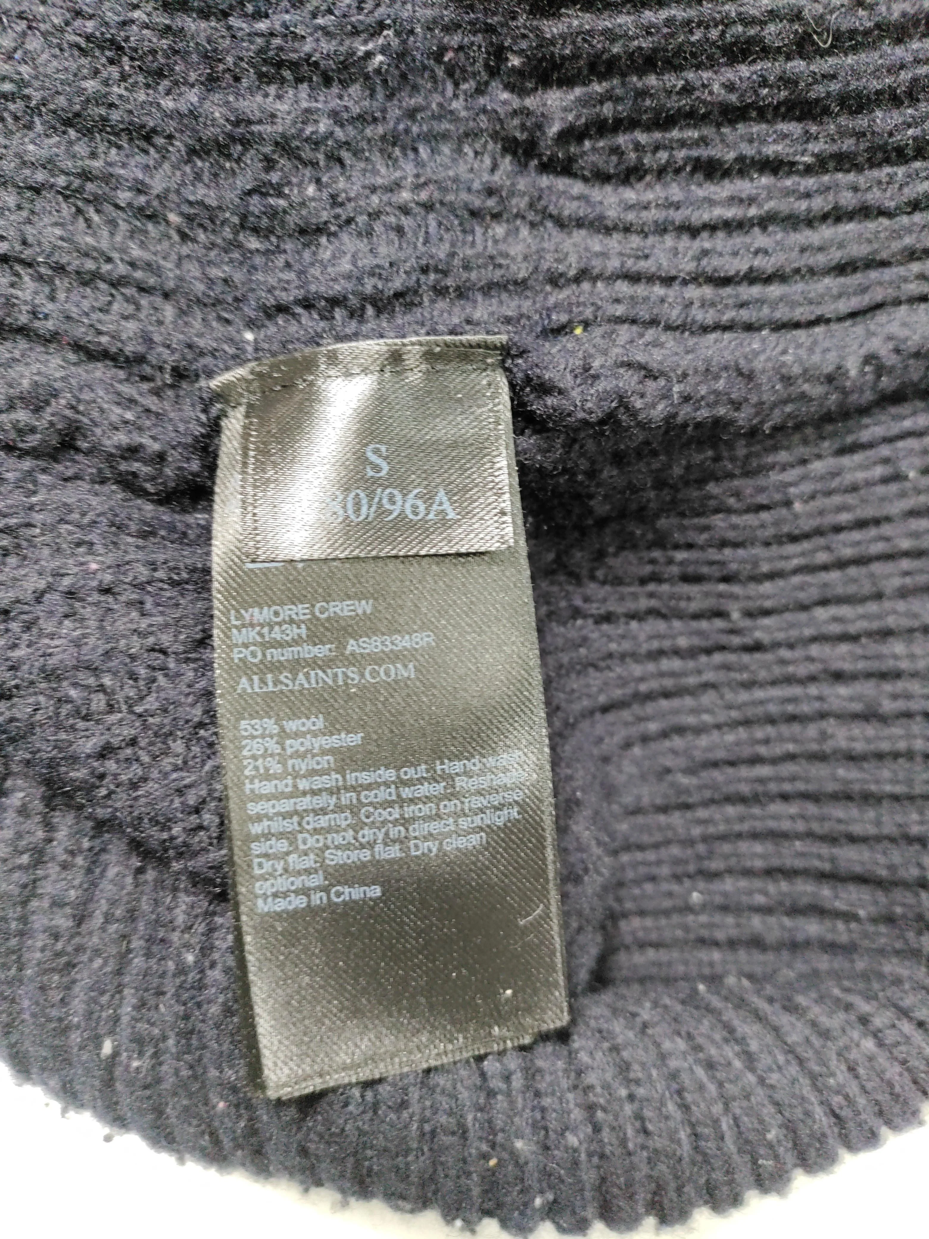AllSaints Men's Jumper S Black Wool with Polyester, Nylon Crew Neck Pullover - Image 8