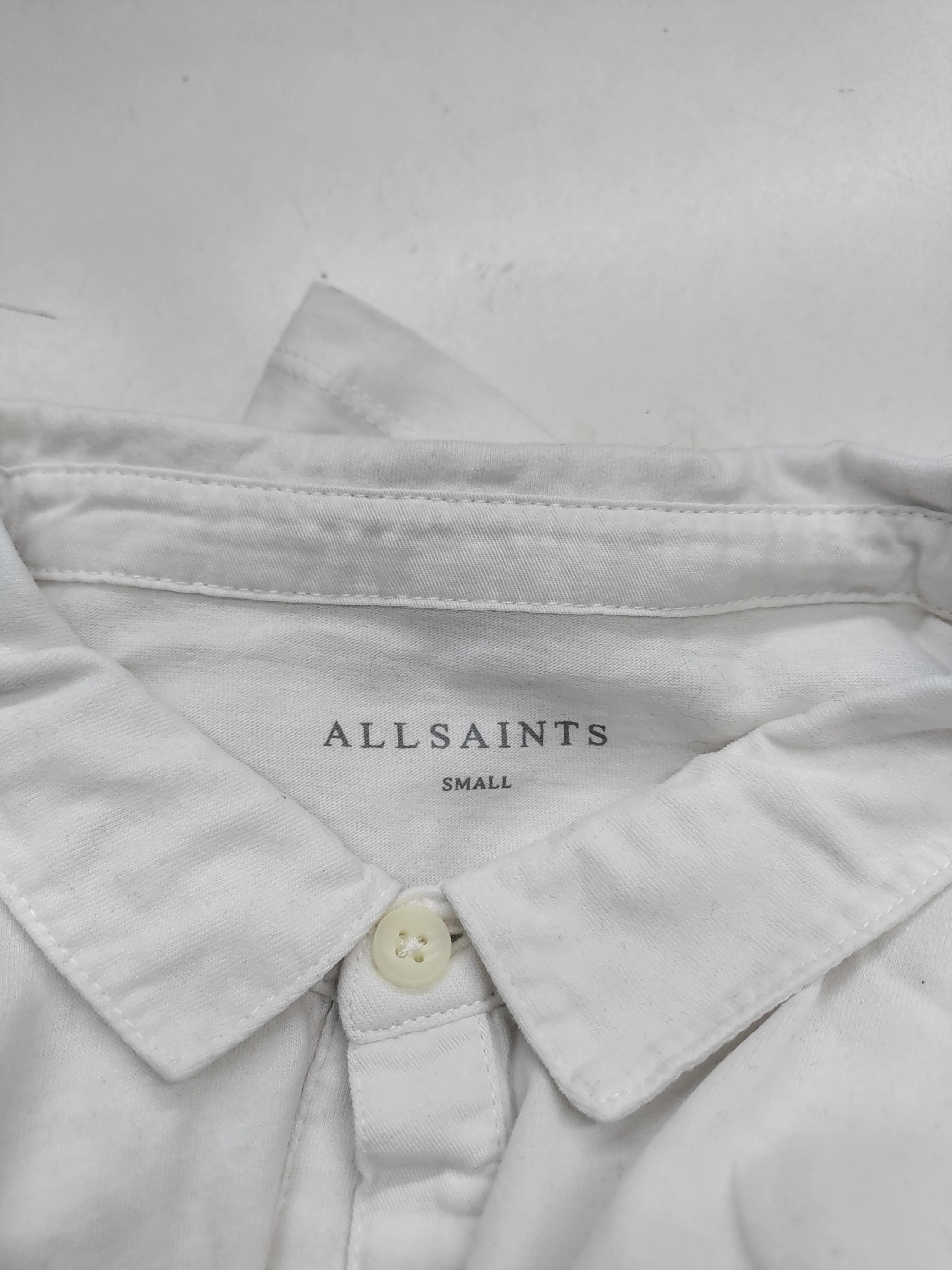 AllSaints Men's Polo S White 100% Cotton Basic - Image 6