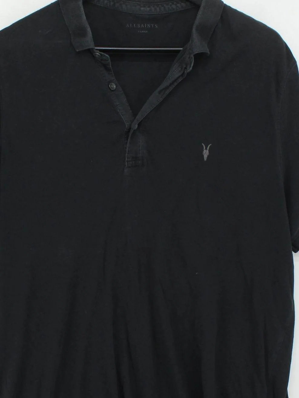 AllSaints Men's Polo XL Black 100% Cotton Basic - Image 3