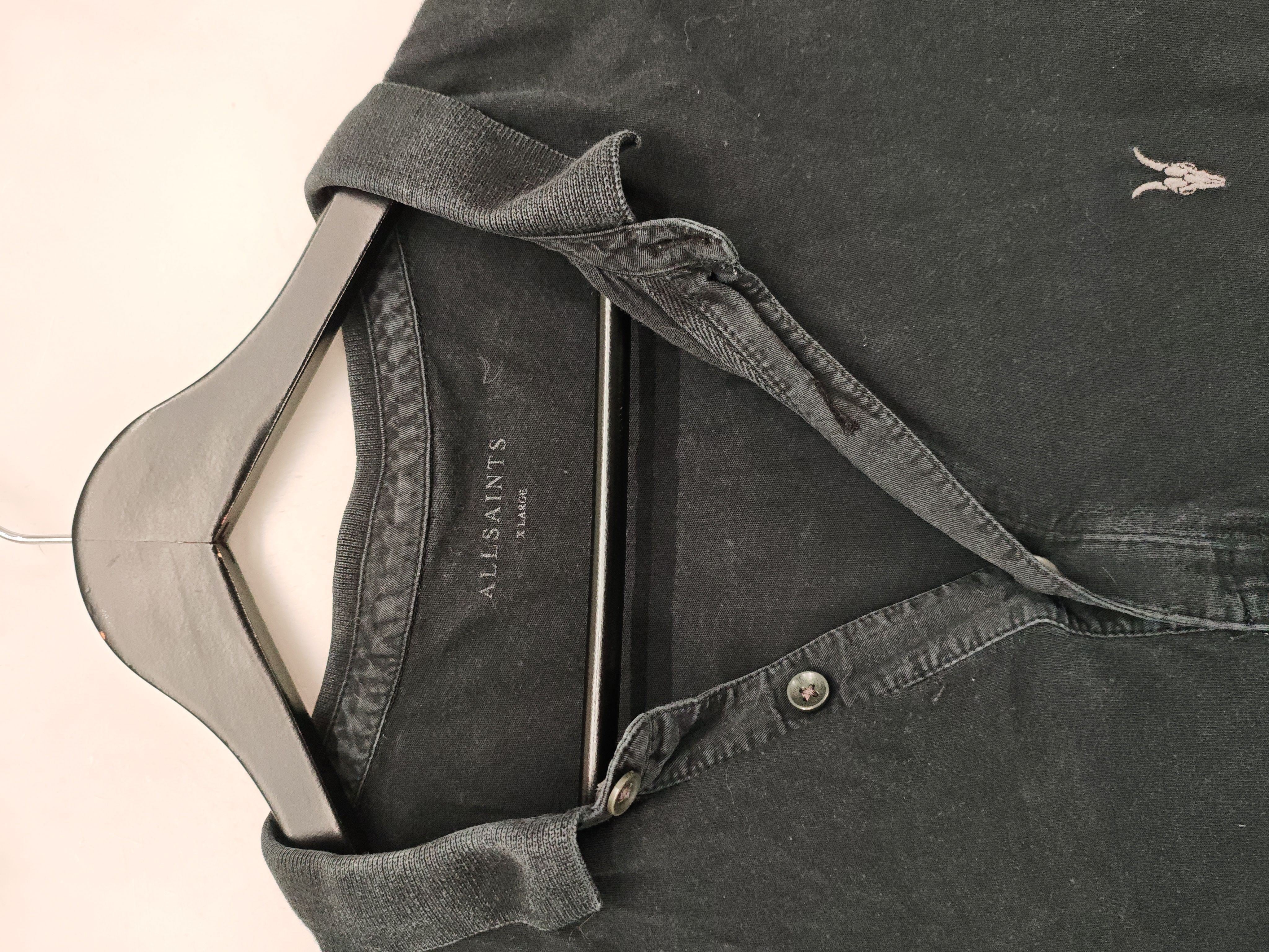 AllSaints Men's Polo XL Black 100% Cotton Basic - Image 5