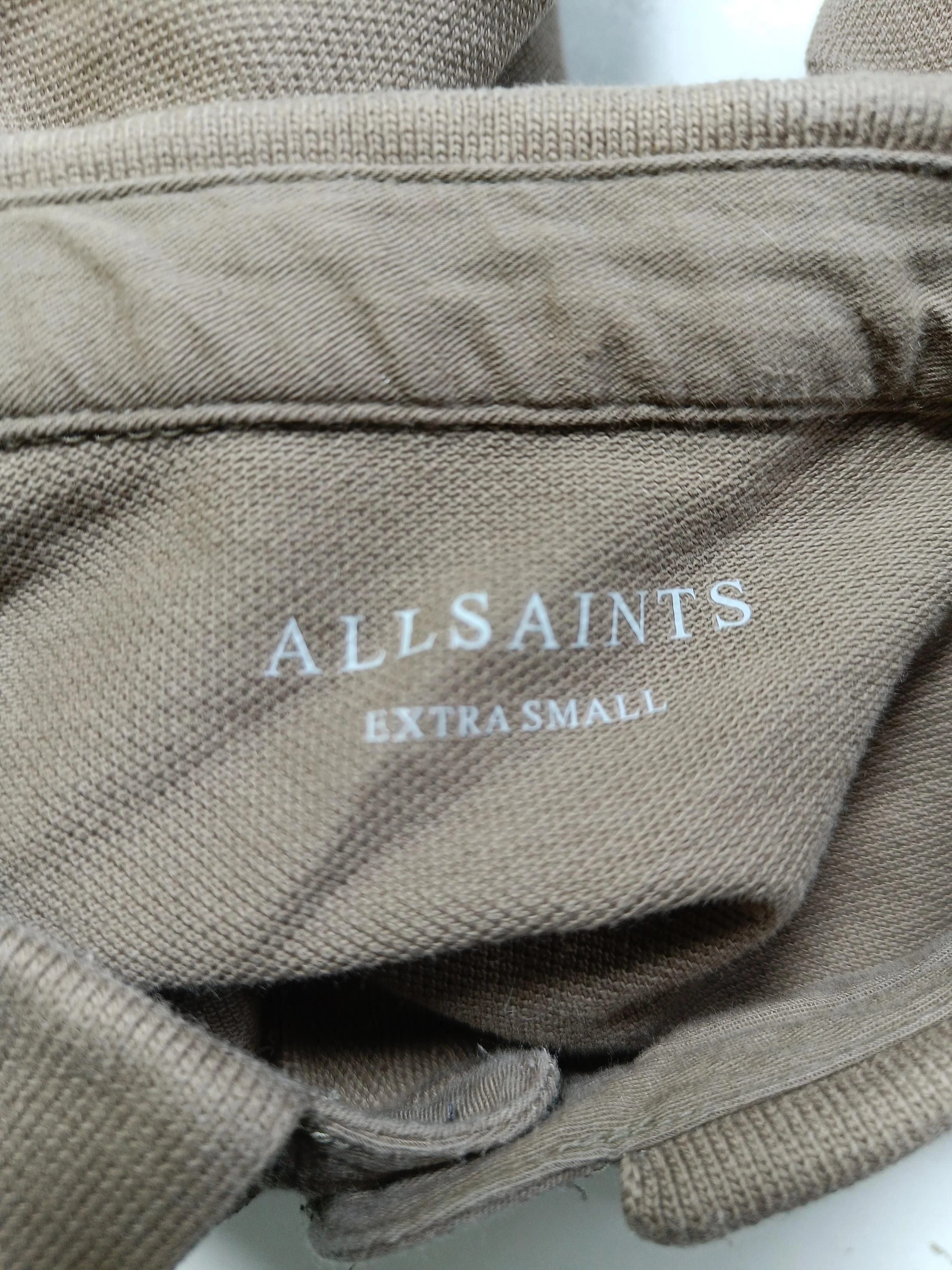 AllSaints Men's Polo XXS Brown 100% Cotton Basic - Image 5