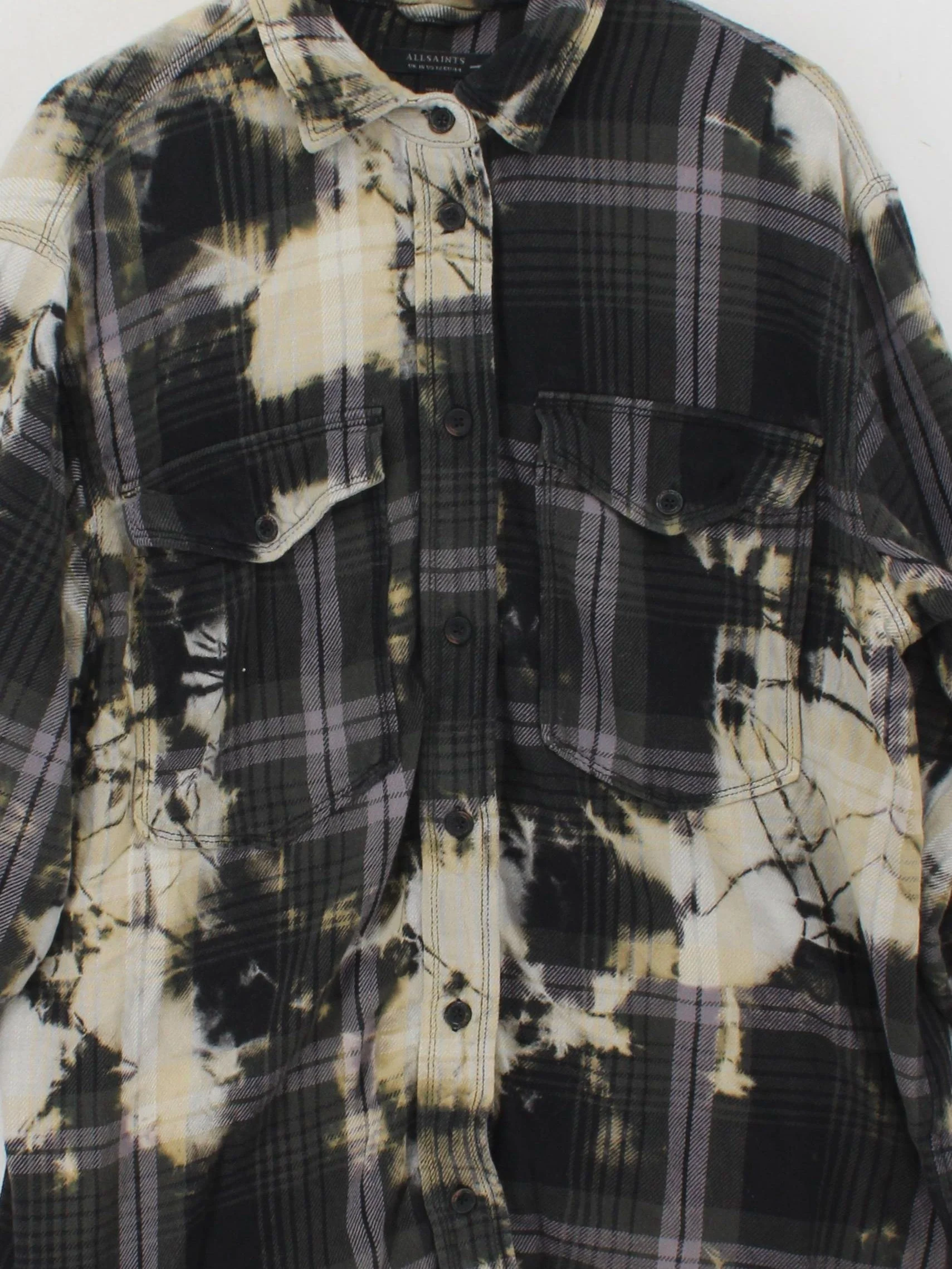 AllSaints Men's Shirt Chest: 54 in Multi Checkered 100% Cotton Basic - Image 3