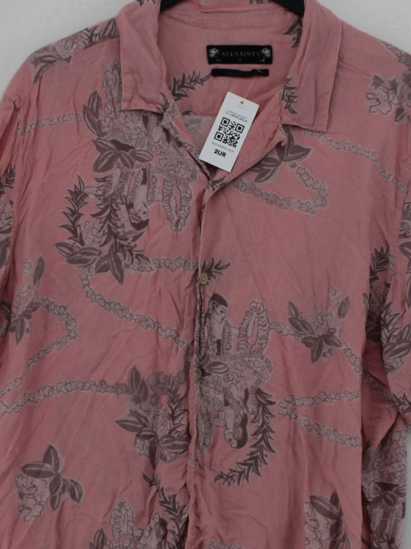 AllSaints Men's Shirt L Pink Floral 100% Viscose Basic - Image 3