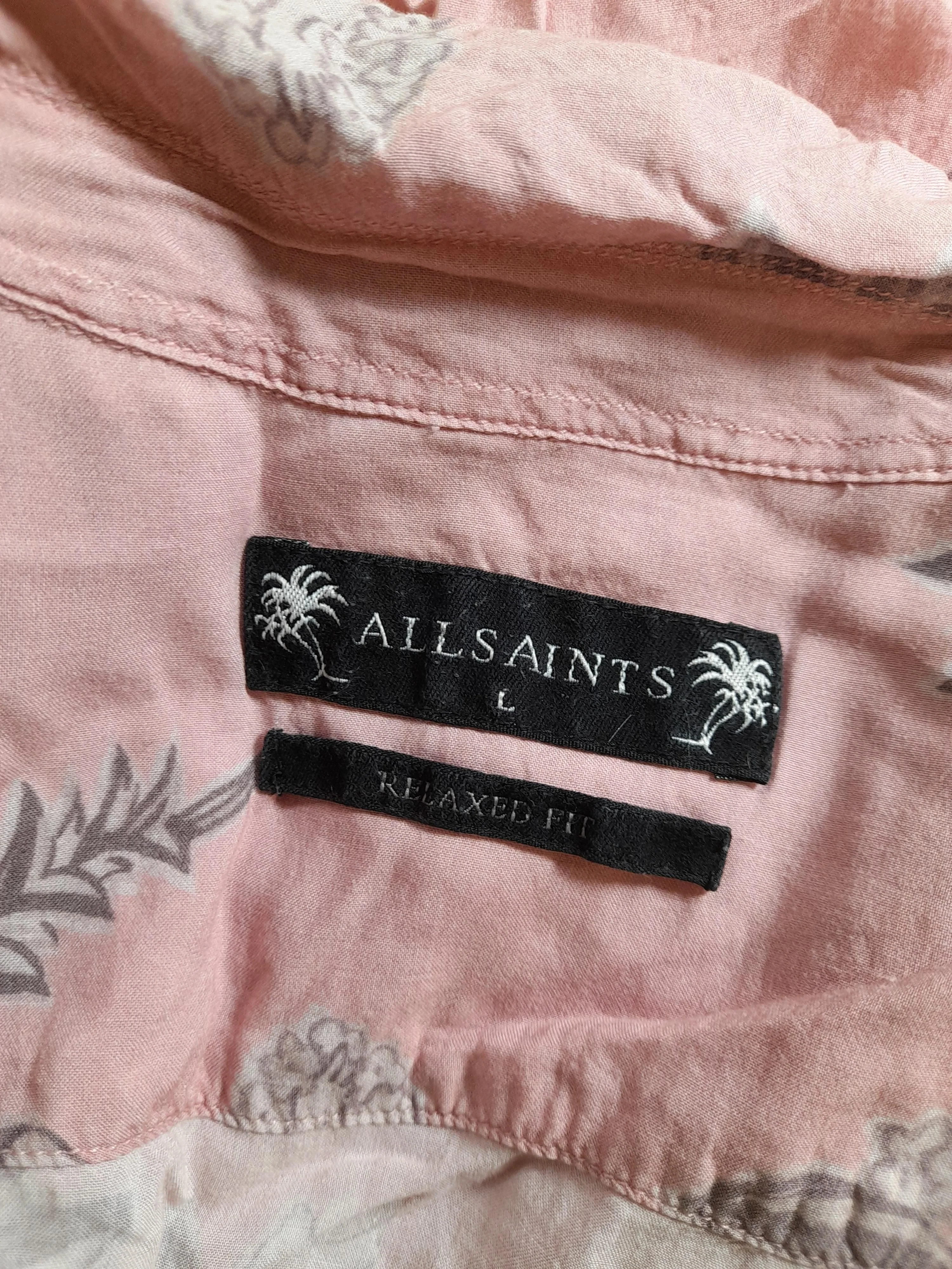 AllSaints Men's Shirt L Pink Floral 100% Viscose Basic - Image 5