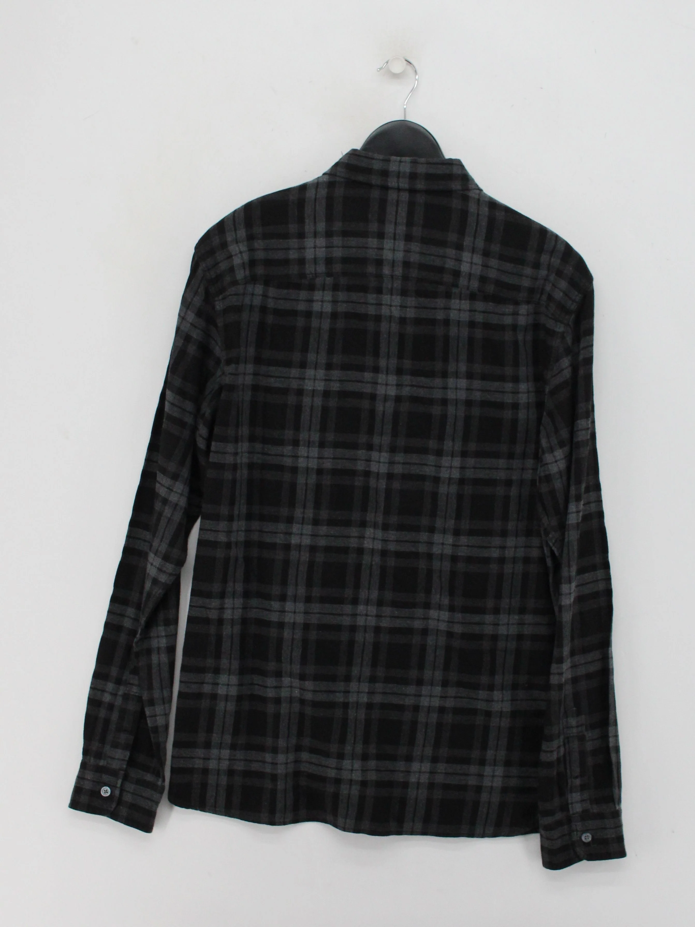 AllSaints Men's Shirt M Black Checkered 100% Cotton Basic - Image 2
