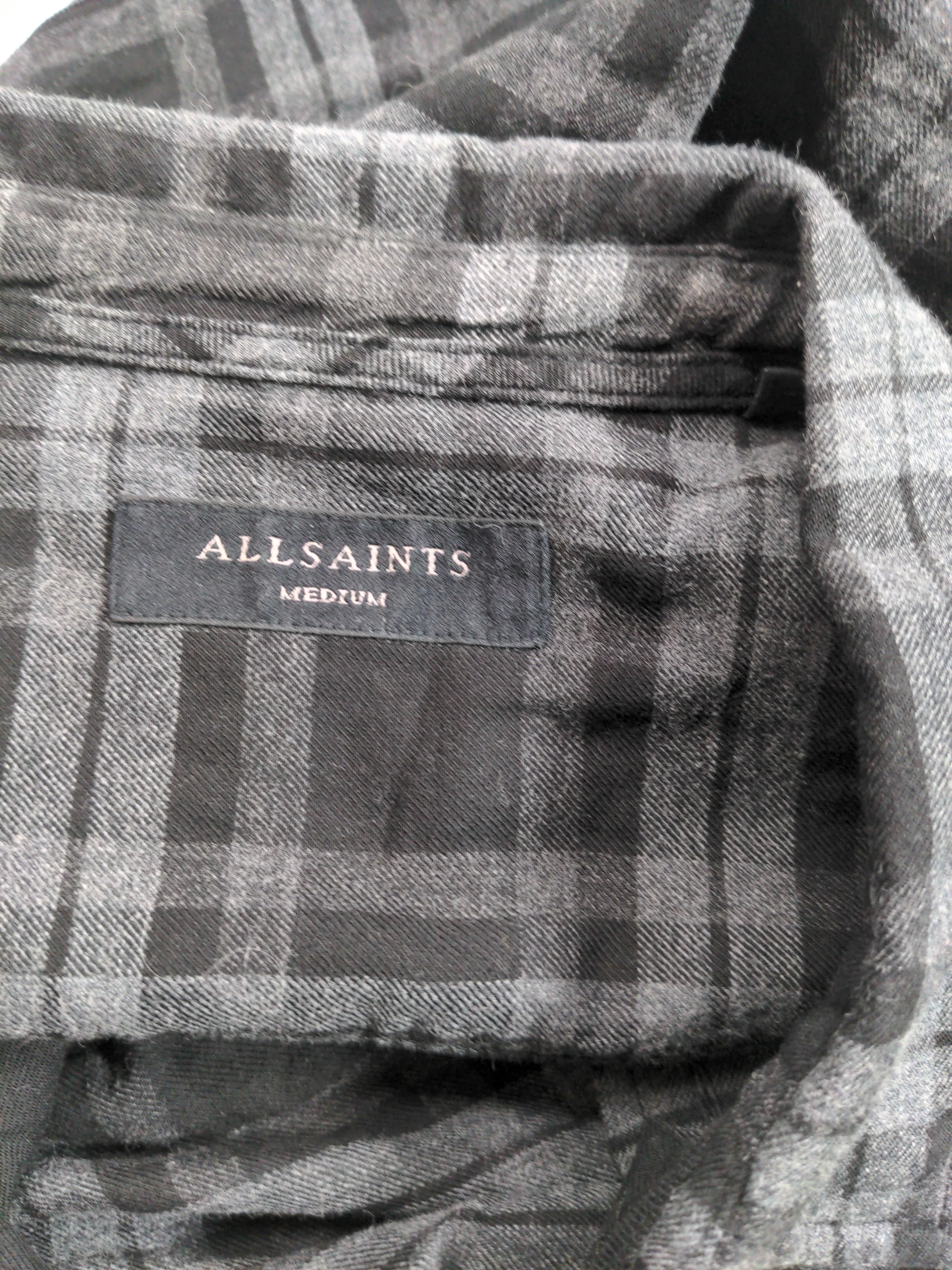 AllSaints Men's Shirt M Black Checkered 100% Cotton Basic - Image 5