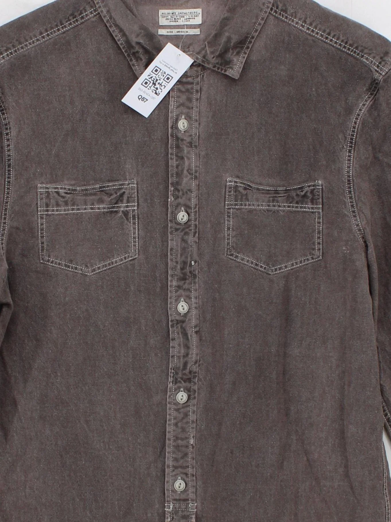 AllSaints Men's Shirt M Brown 100% Cotton Basic - Image 3