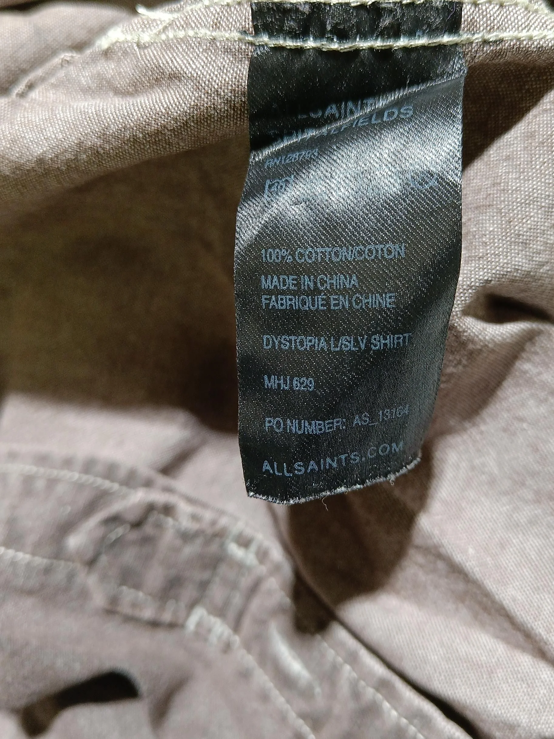 AllSaints Men's Shirt M Brown 100% Cotton Basic - Image 6