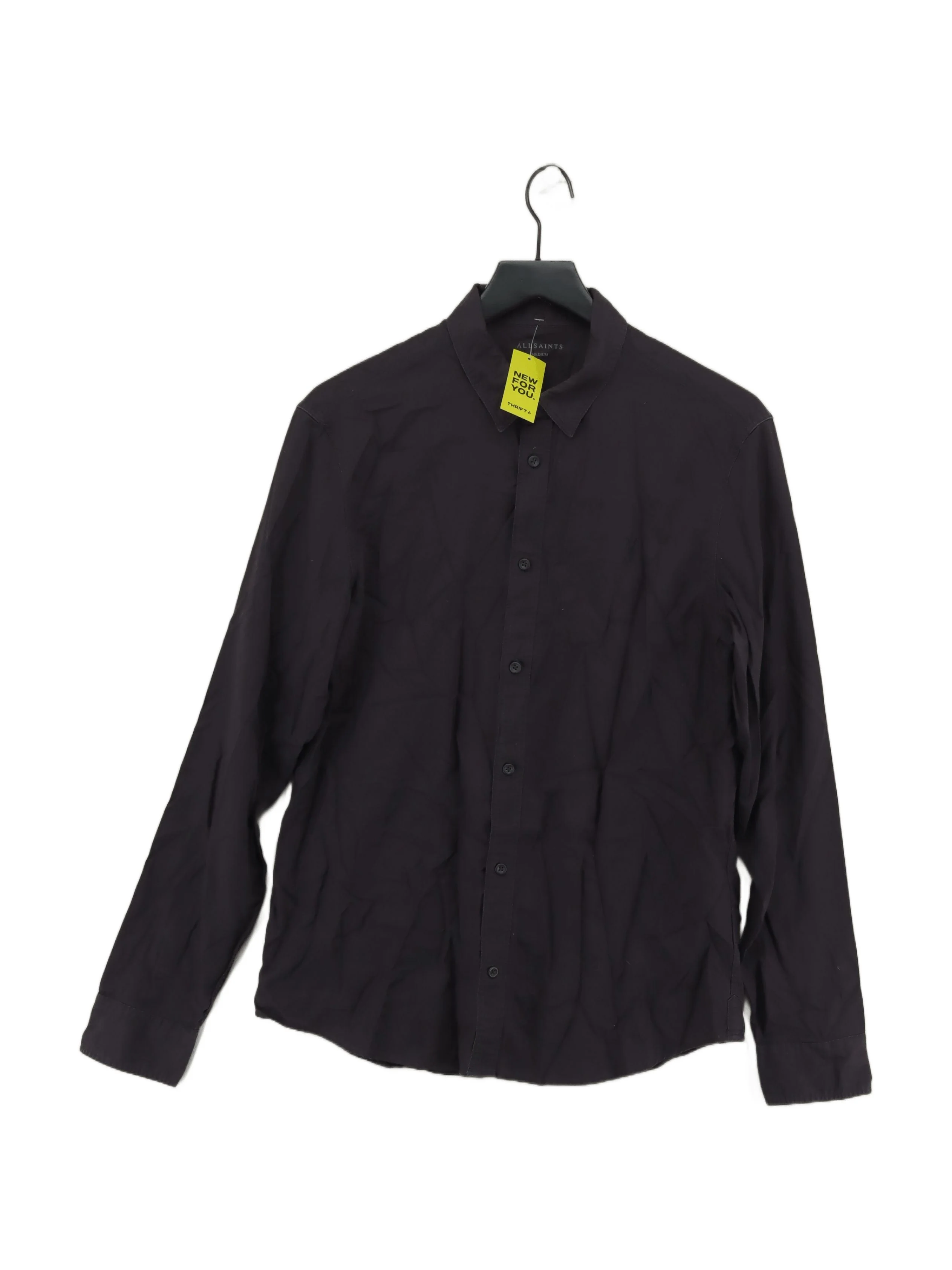 AllSaints Men's Shirt M Grey 100% Cotton Basic